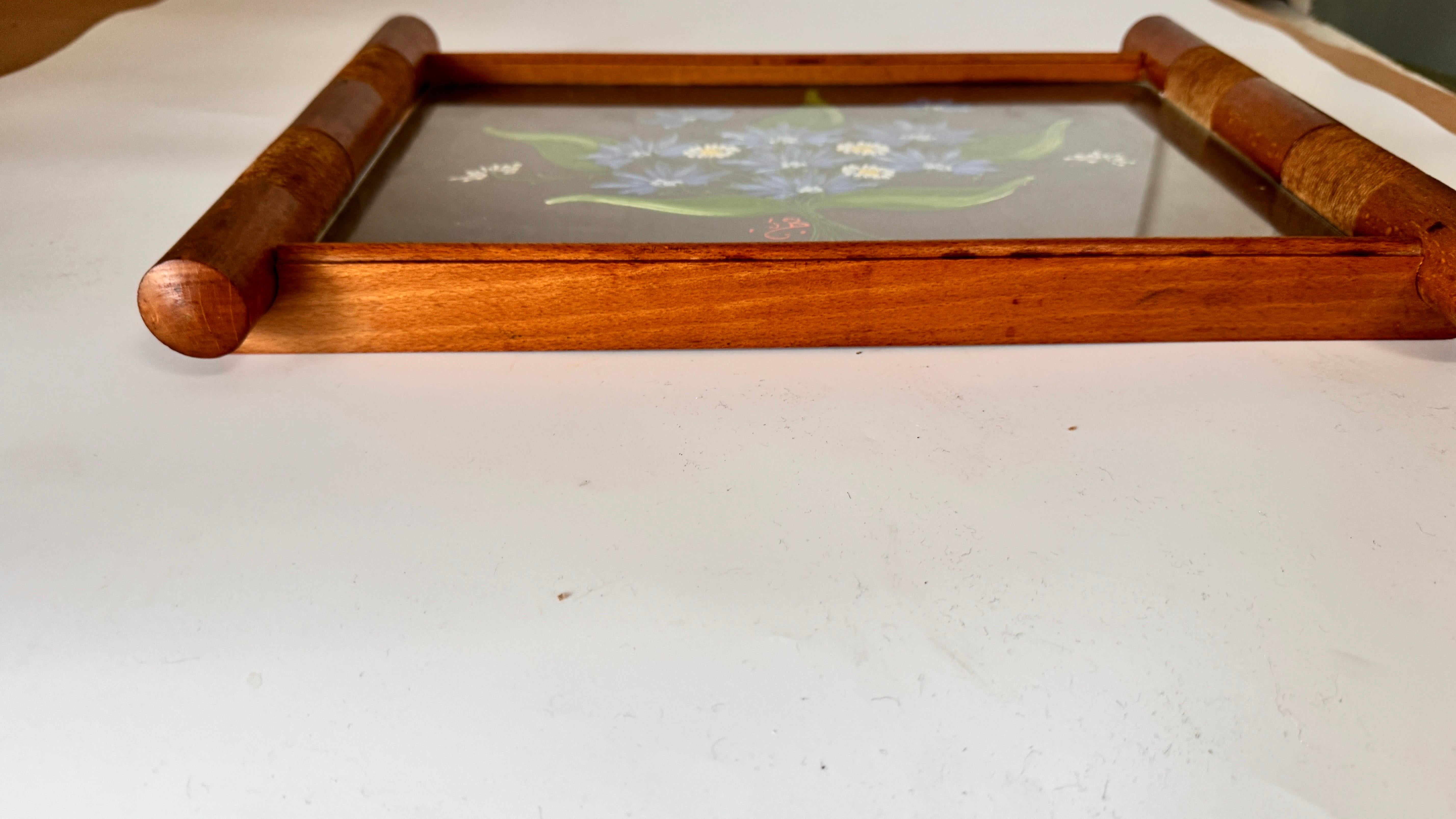 Bandeja de Madera Pintada a Mano Art Decó Color Marrón  Francia 1940 en venta 1