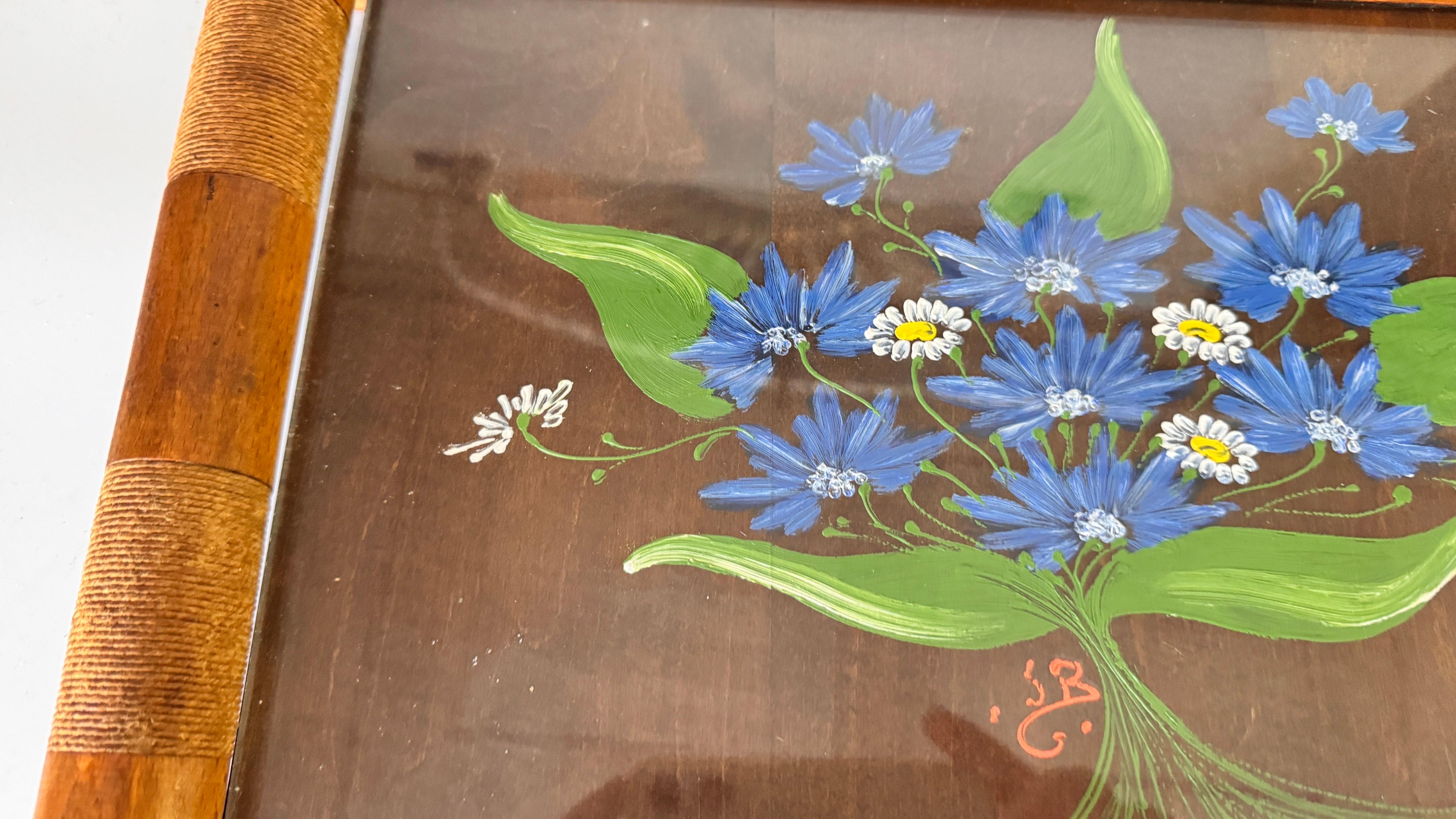 Bandeja de Madera Pintada a Mano Art Decó Color Marrón  Francia 1940 en venta 2
