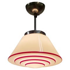 Art Deco Hand Painted Ziggurat Ceiling Pendant, Finland 1940s