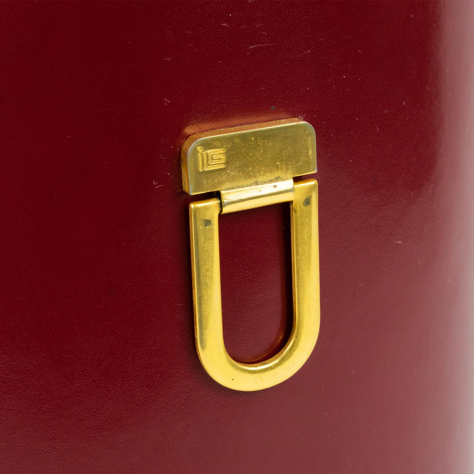 Art Deco Hand-Stitched Red Leather Desk Office Paper Waste Basket In Good Condition In Atlanta, GA