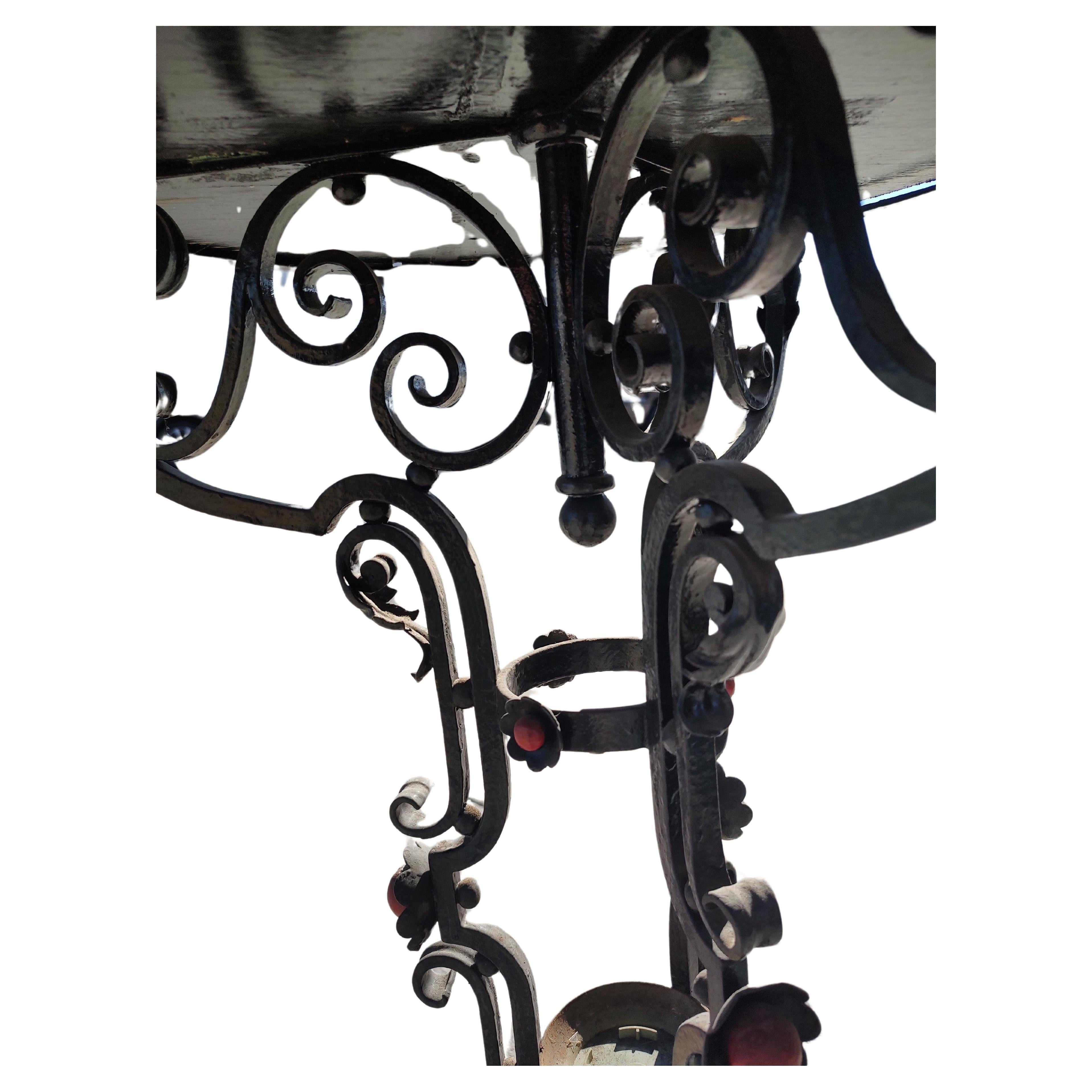 Art Deco Hand Wrought Large Two Tier Plant Stand with Ornamental pieces. In Good Condition For Sale In Port Jervis, NY