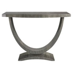 Table console de style Art Déco fabriquée à la main en bois anégrane gris