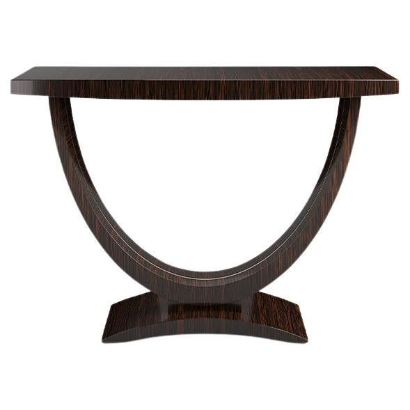 Art Deco Style Handcrafted Console Table in Macassar Ebony For Sale