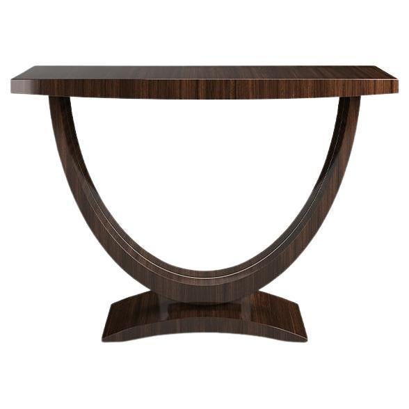 Art Deco Handcrafted Console Table in Walnut Wood