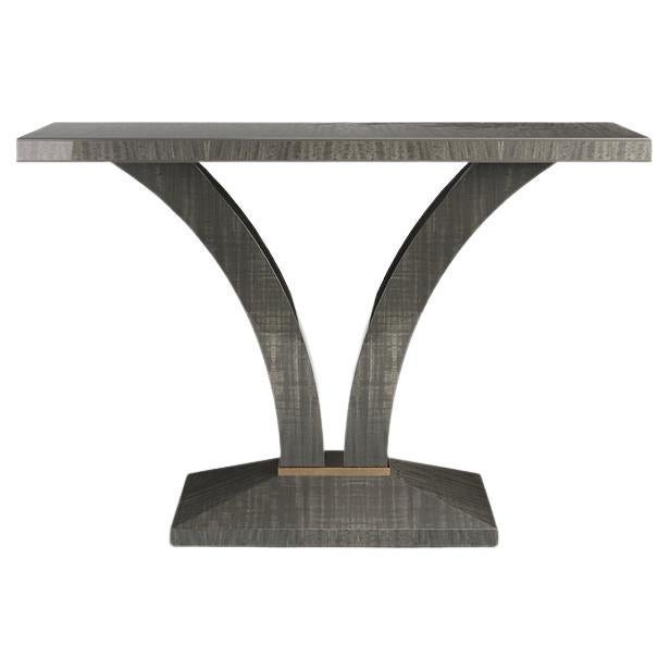 Art Deco Style Handcrafted Console 'Stanbury' in Grey Anegre Wood For Sale