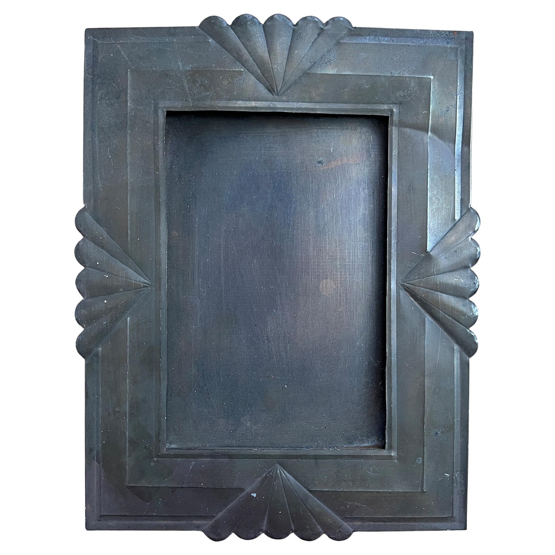 Art Deco Handcrafted Metal Picture Frame with Fan Motifs, Jonathan Parks Estate