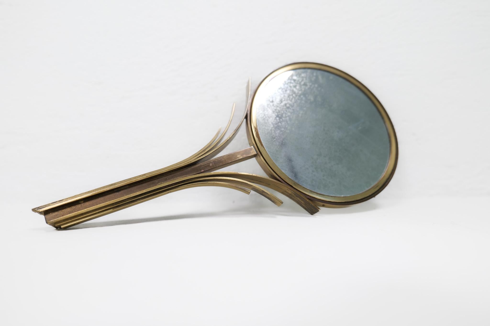 Art Deco Espejo de mano Ivar-Ahlenius Bjork Ystad Metall Suecia Años 50 en Bastante bueno estado para la venta en Hillringsberg, SE