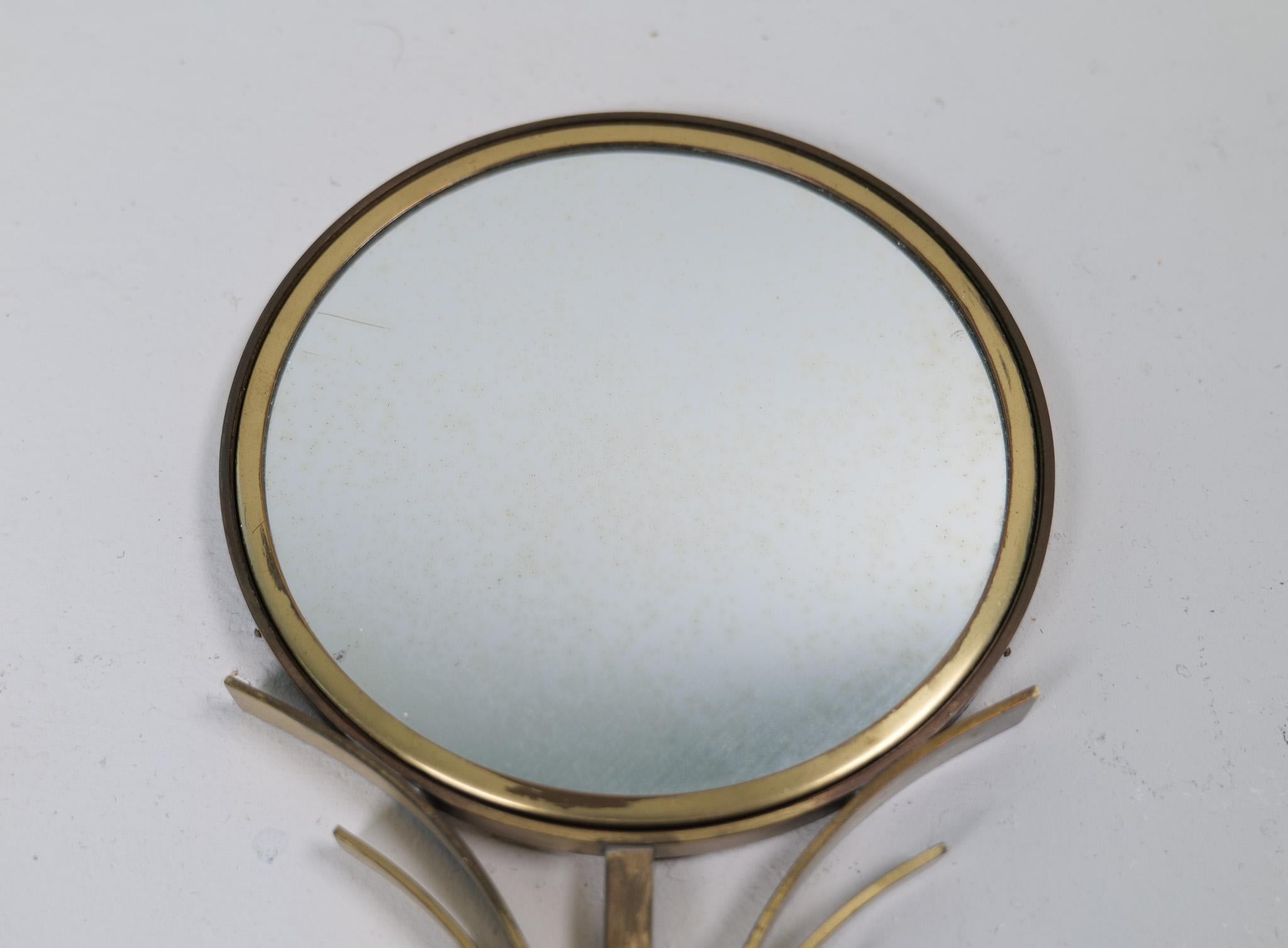 Art Deco Espejo de mano Ivar-Ahlenius Bjork Ystad Metall Suecia Años 50 Latón en venta