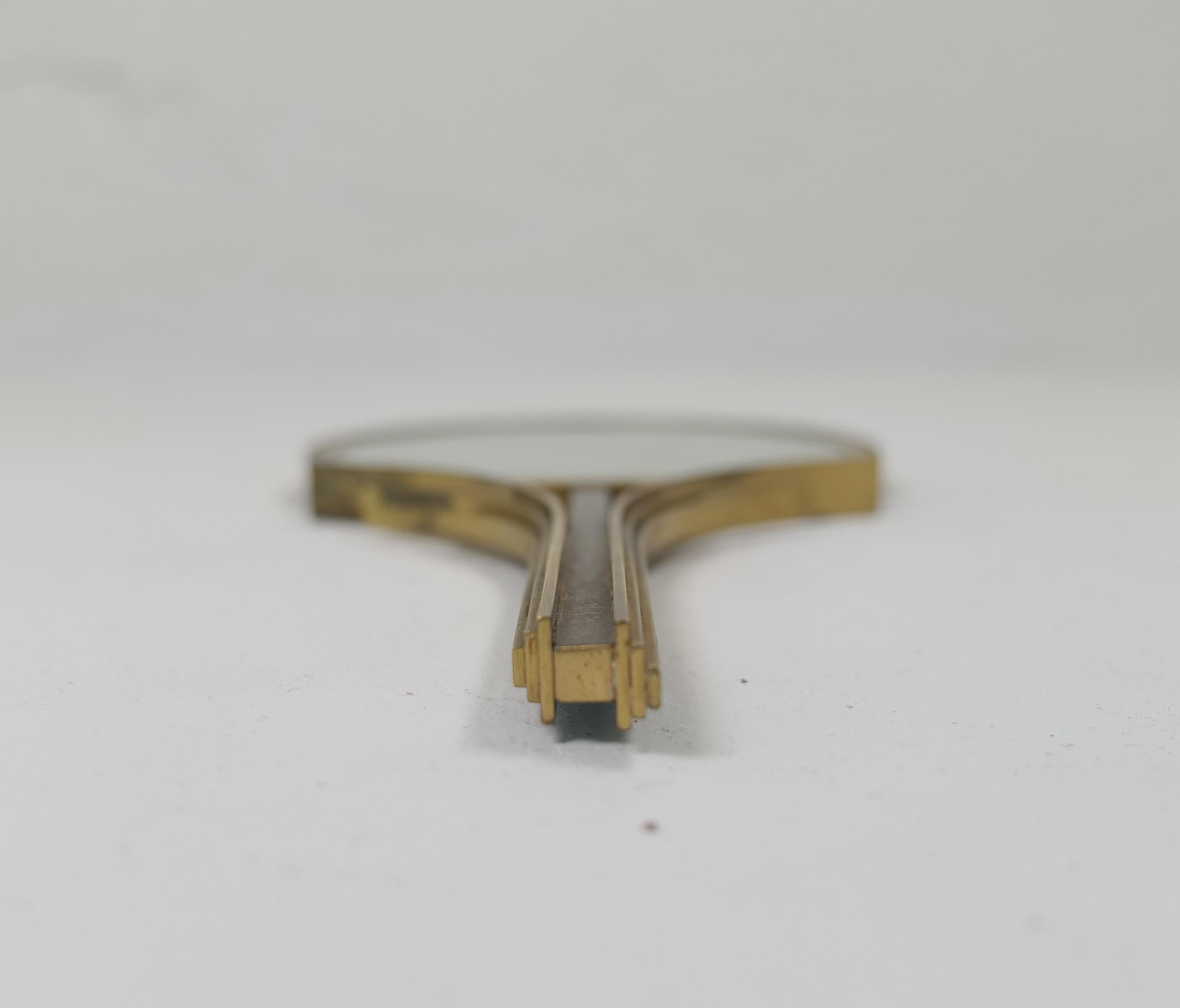 Art Deco Espejo de mano Ivar-Ahlenius Bjork Ystad Metall Suecia Años 50 en venta 1