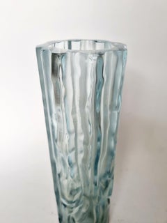 Art Deco Handmade Glass and Silver Vase by Claude Cully, Signed, 20s