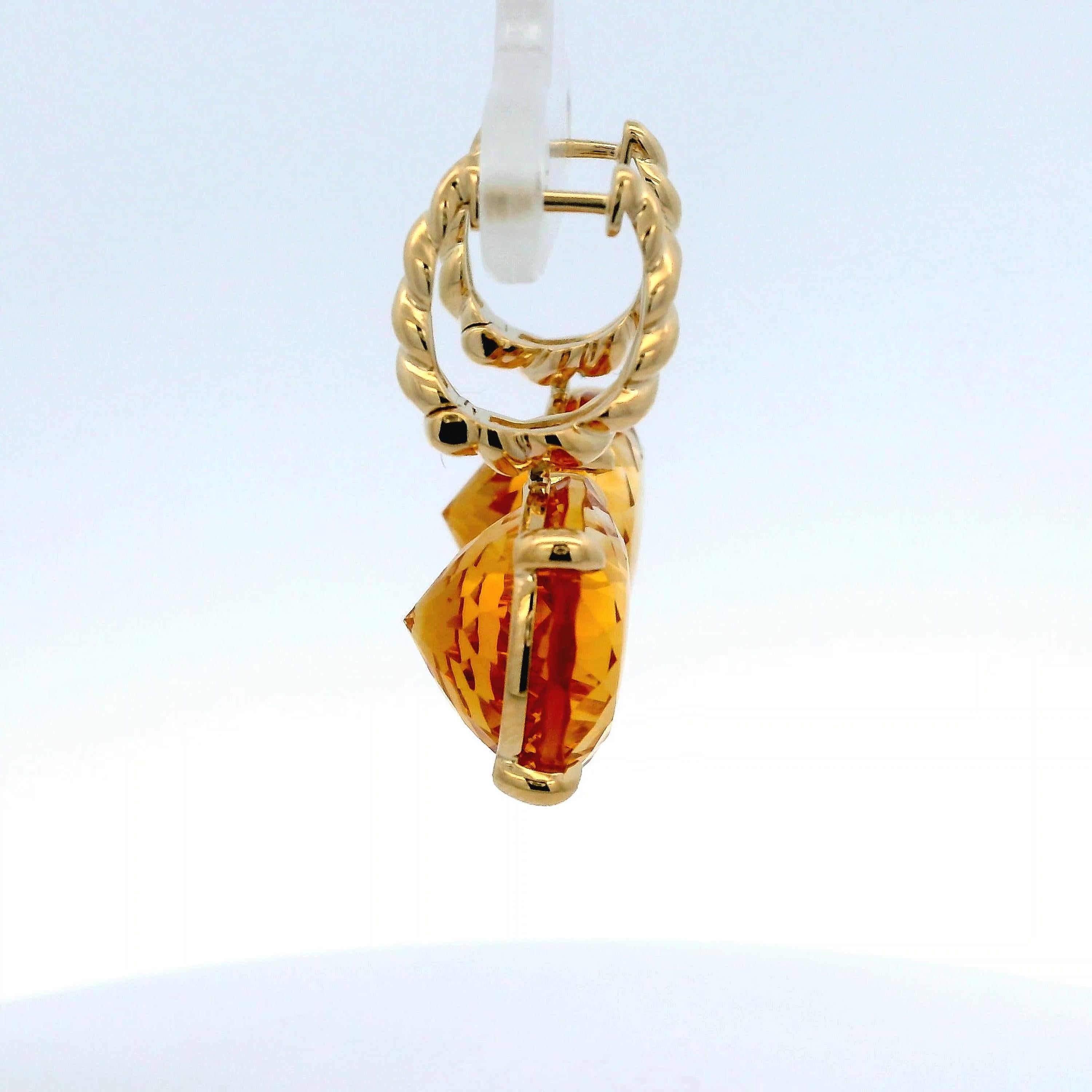 Art Deco 18.18Ct Citrine Earrings in 14 Karat Yellow Gold In New Condition In Hong Kong, HK