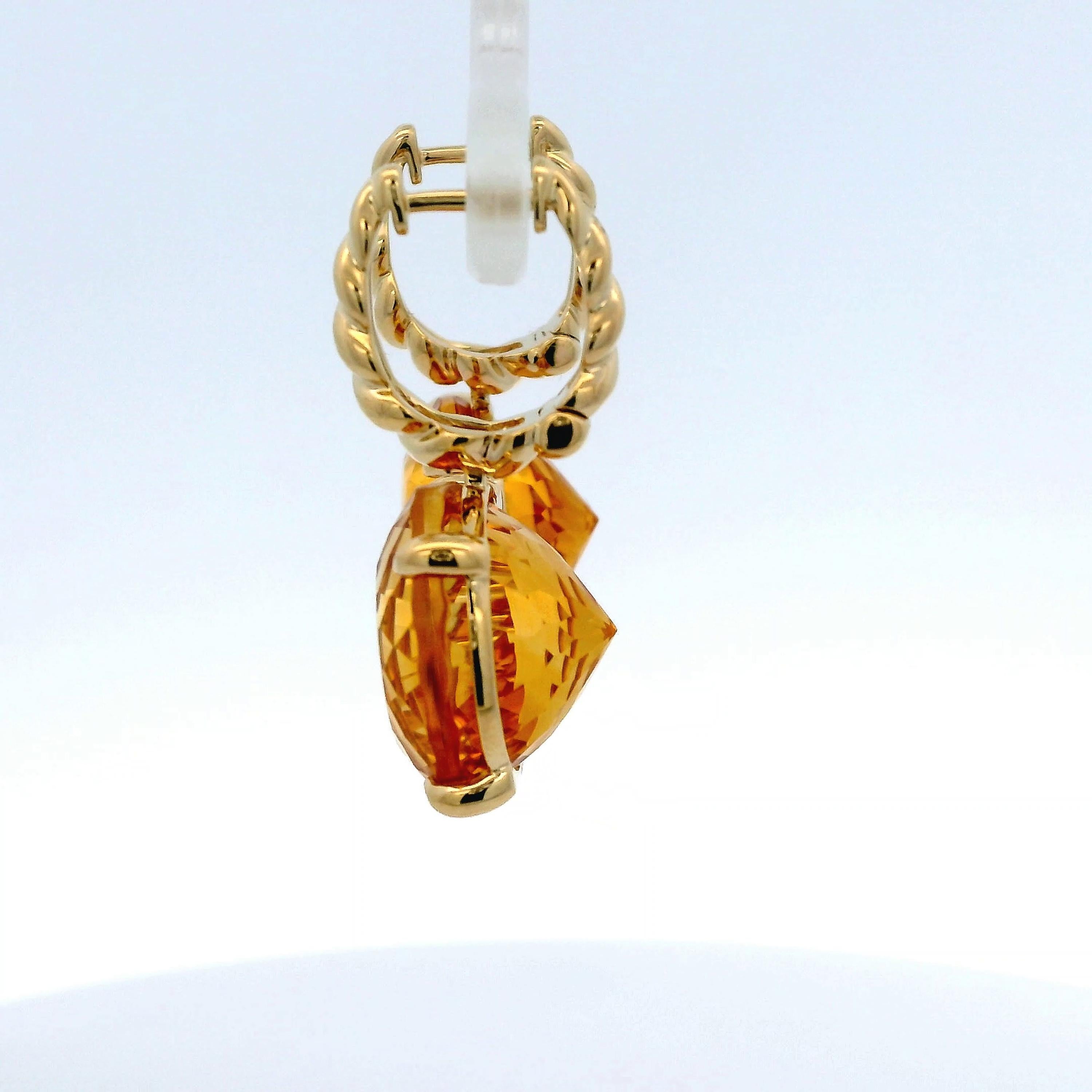 Art Deco 18.18Ct Citrine Earrings in 14 Karat Yellow Gold 1