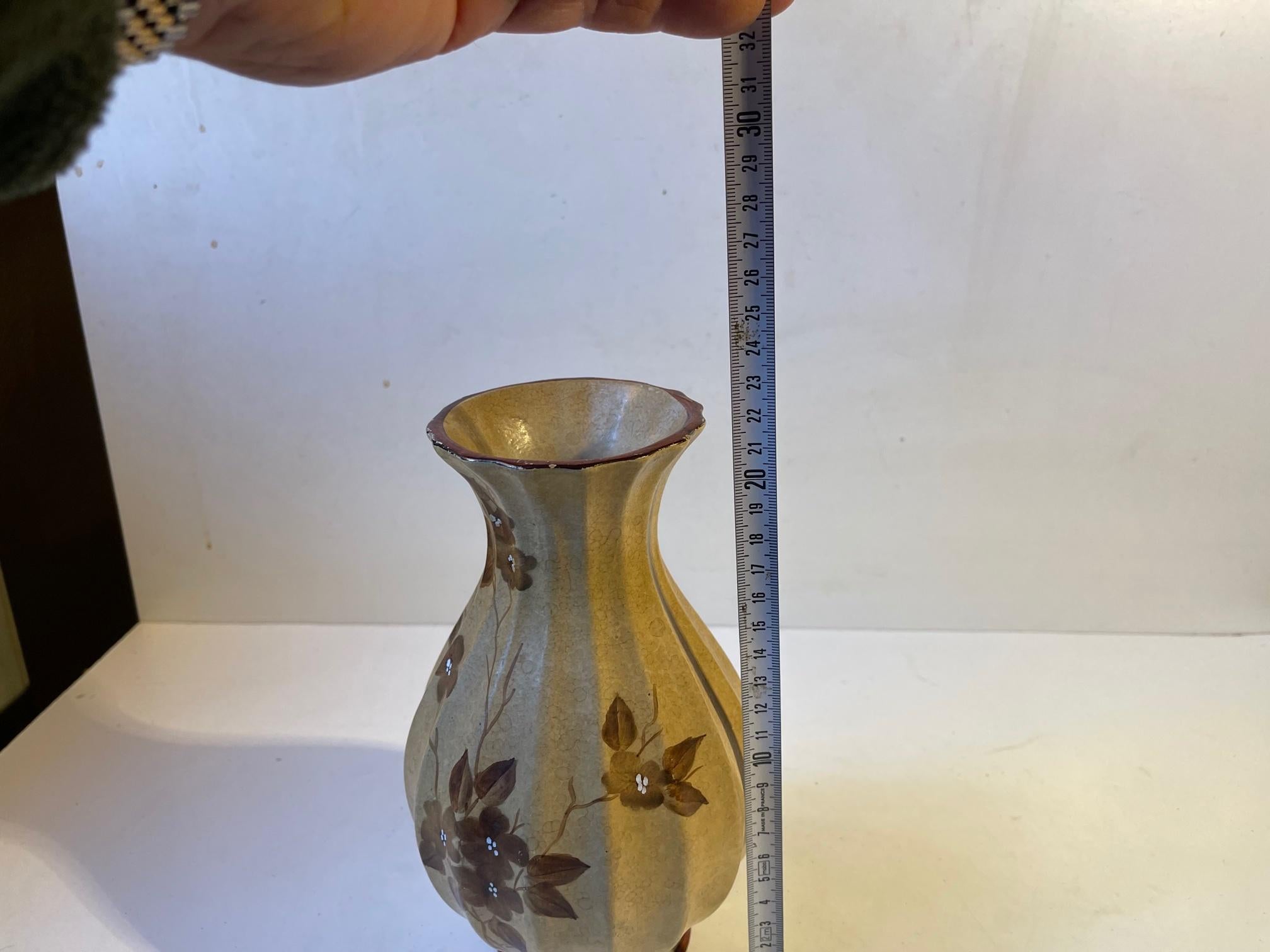 Art Deco Handprinted Earthenware Vase by Knabstrup, 1930s In Good Condition For Sale In Esbjerg, DK