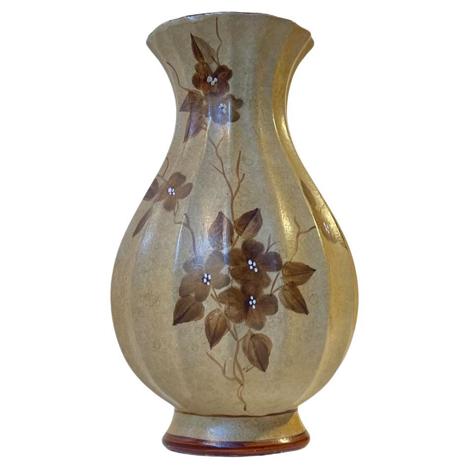 Art-Déco-Vase aus handbedrucktem Steingut von Knabstrup, 1930er Jahre