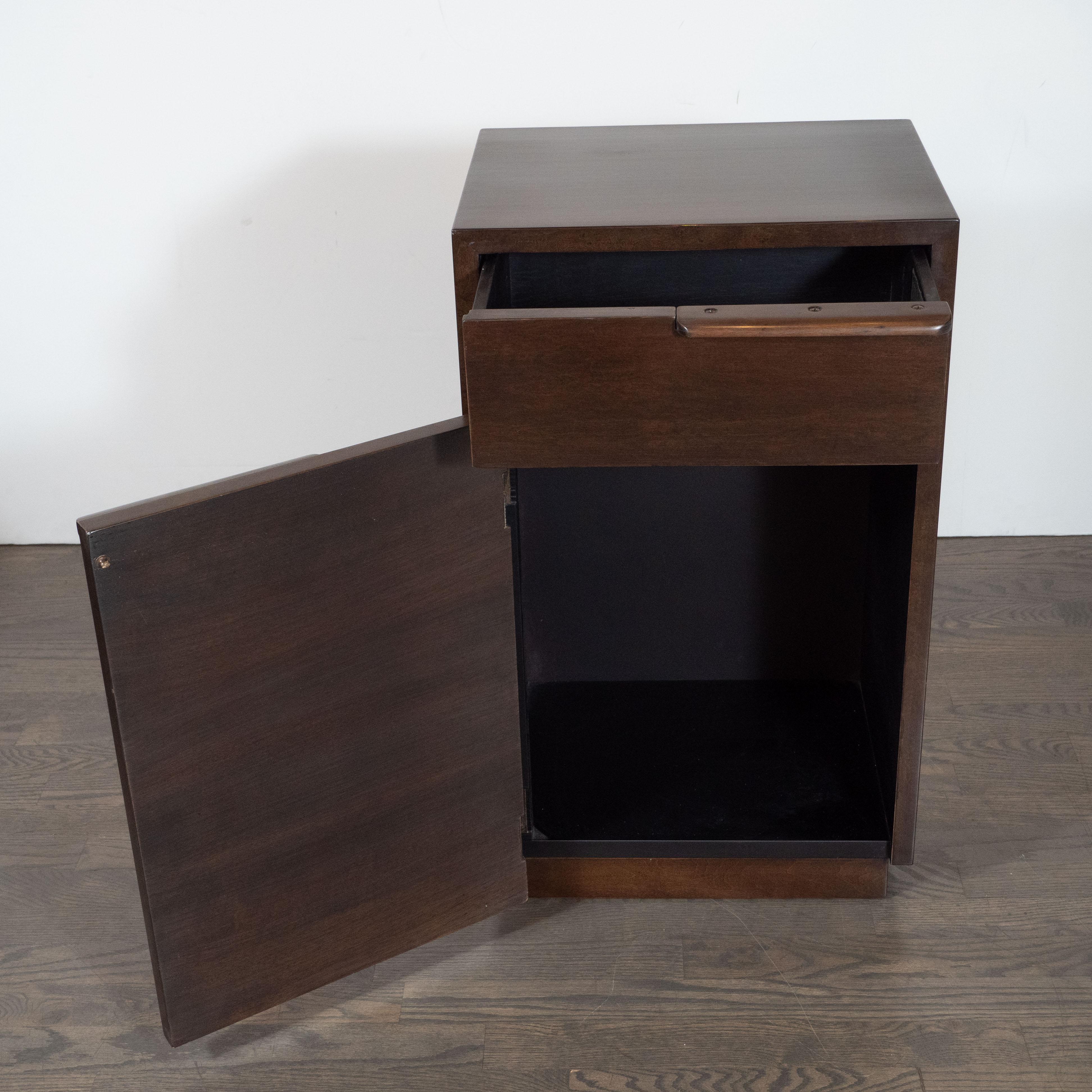 American Art Deco Handrubbed Burled Walnut Nightstand by Gilbert Rohde for Herman Miller For Sale