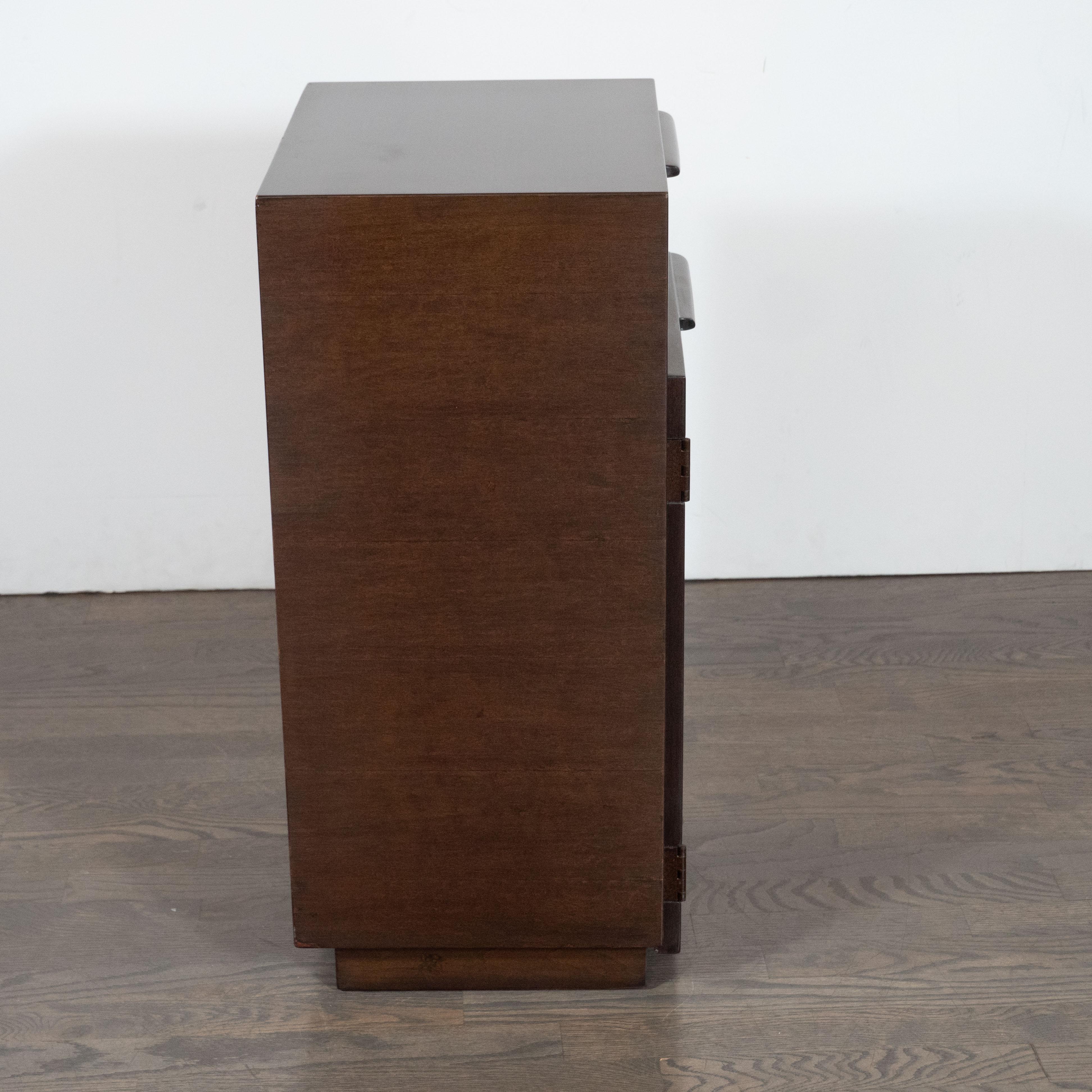 Mid-20th Century Art Deco Handrubbed Burled Walnut Nightstand by Gilbert Rohde for Herman Miller For Sale