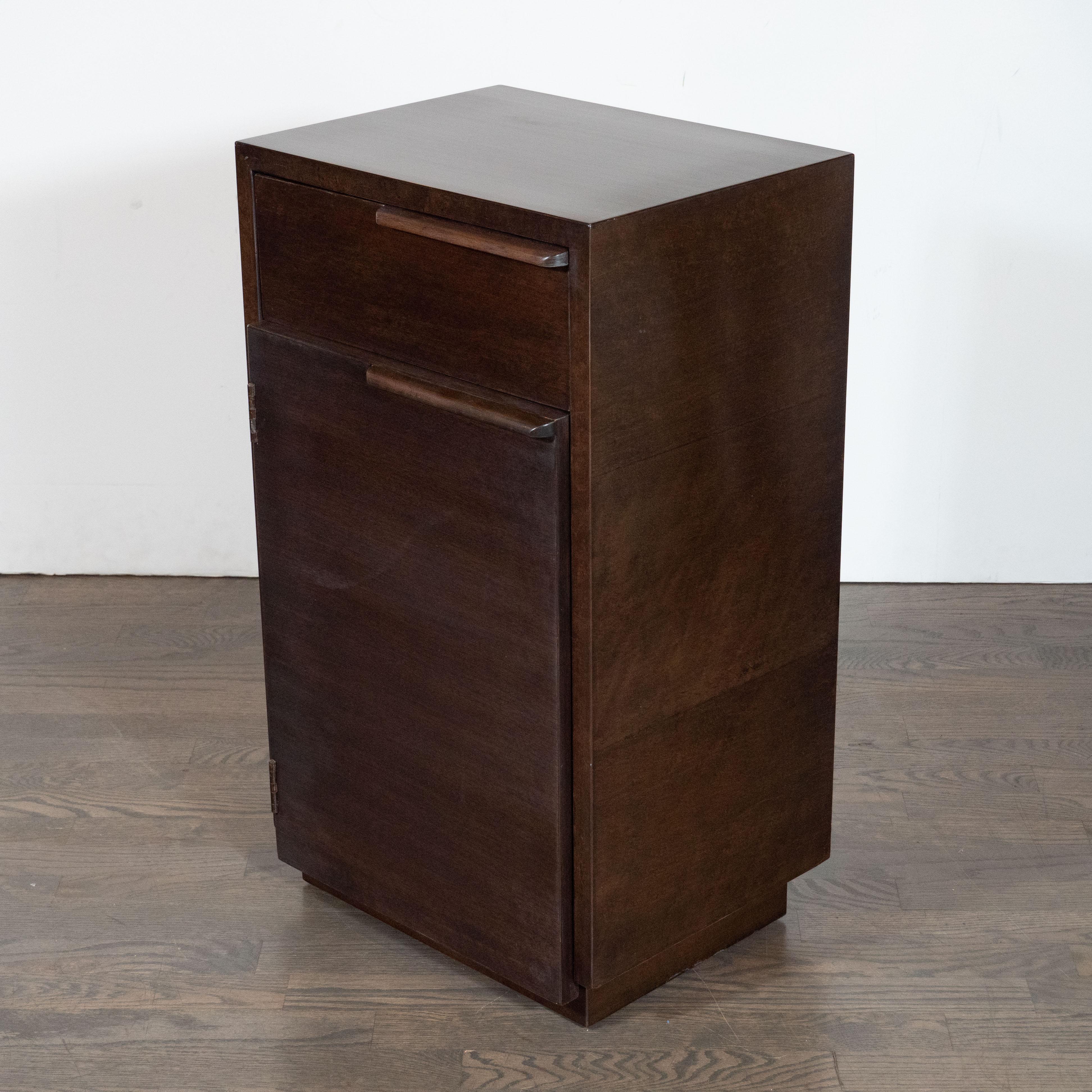 Art Deco Handrubbed Burled Walnut Nightstand by Gilbert Rohde for Herman Miller For Sale 1