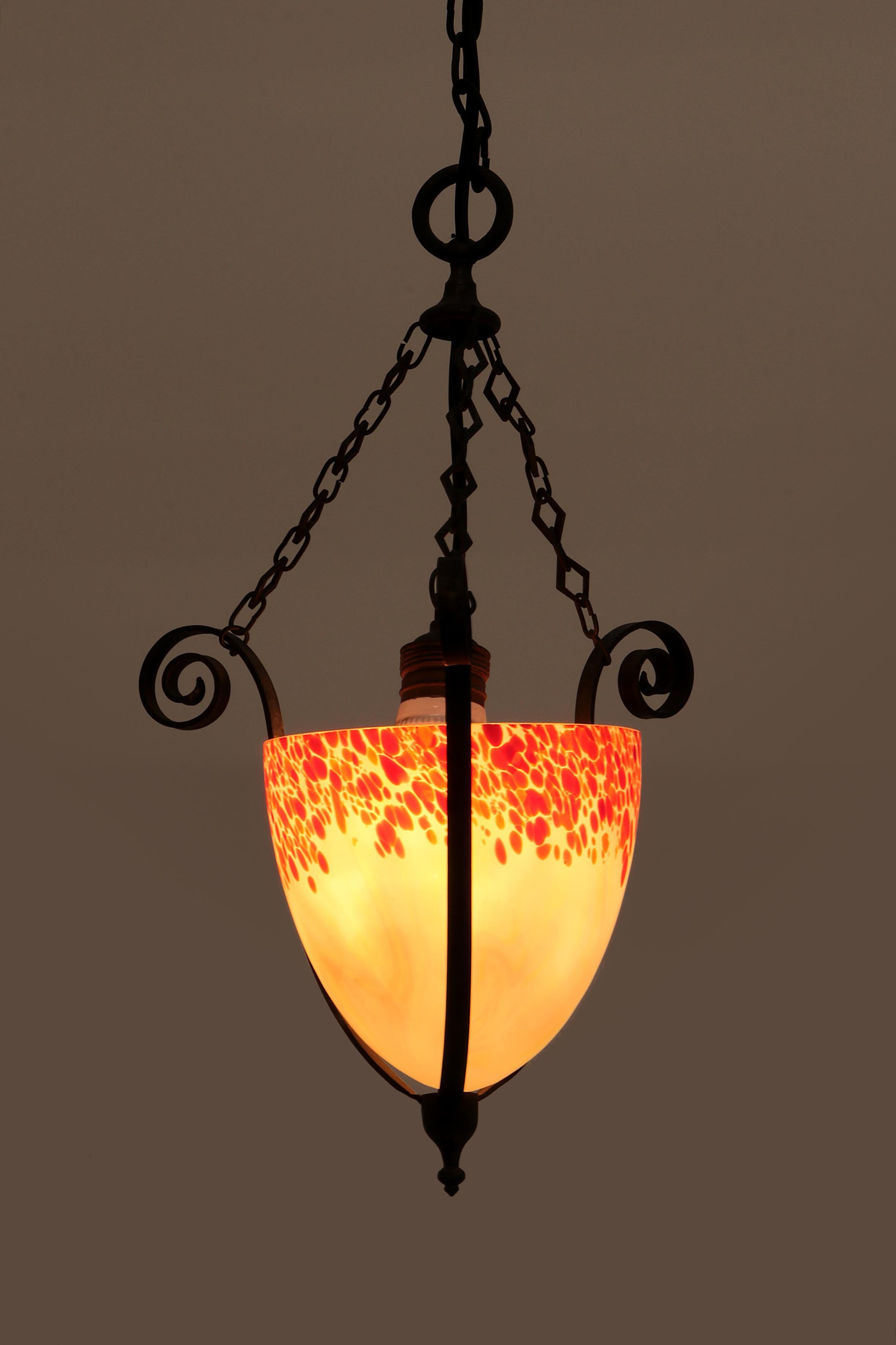 Mid-20th Century Art Deco Hanging Lamp Charles Schneider, 1930, France