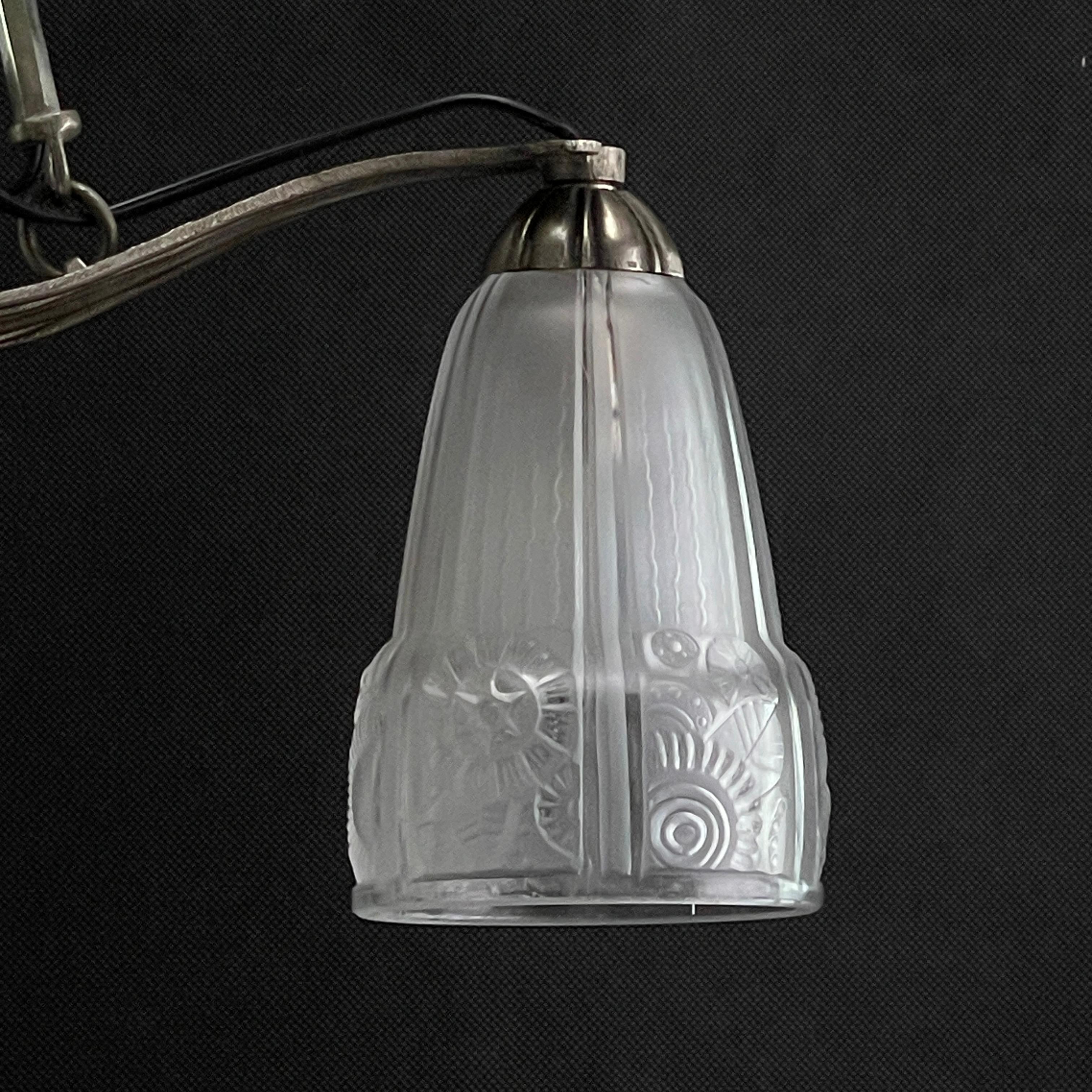 Art Deco Hanging Lamp from Noverdy France, 1930s For Sale 3