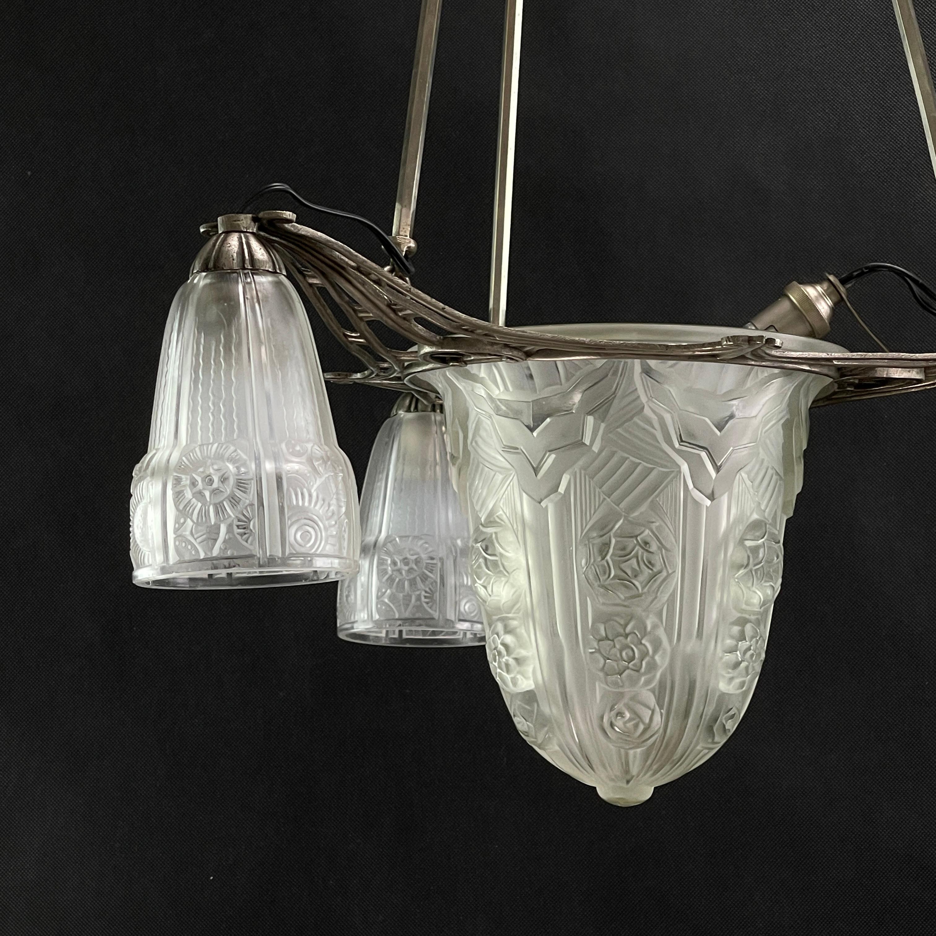 Lampada a sospensione Art Déco di Noverdy France, anni '30 in vendita 6