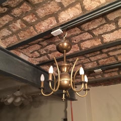 Art Deco Hanging Lamp in Bronze , France, 1920