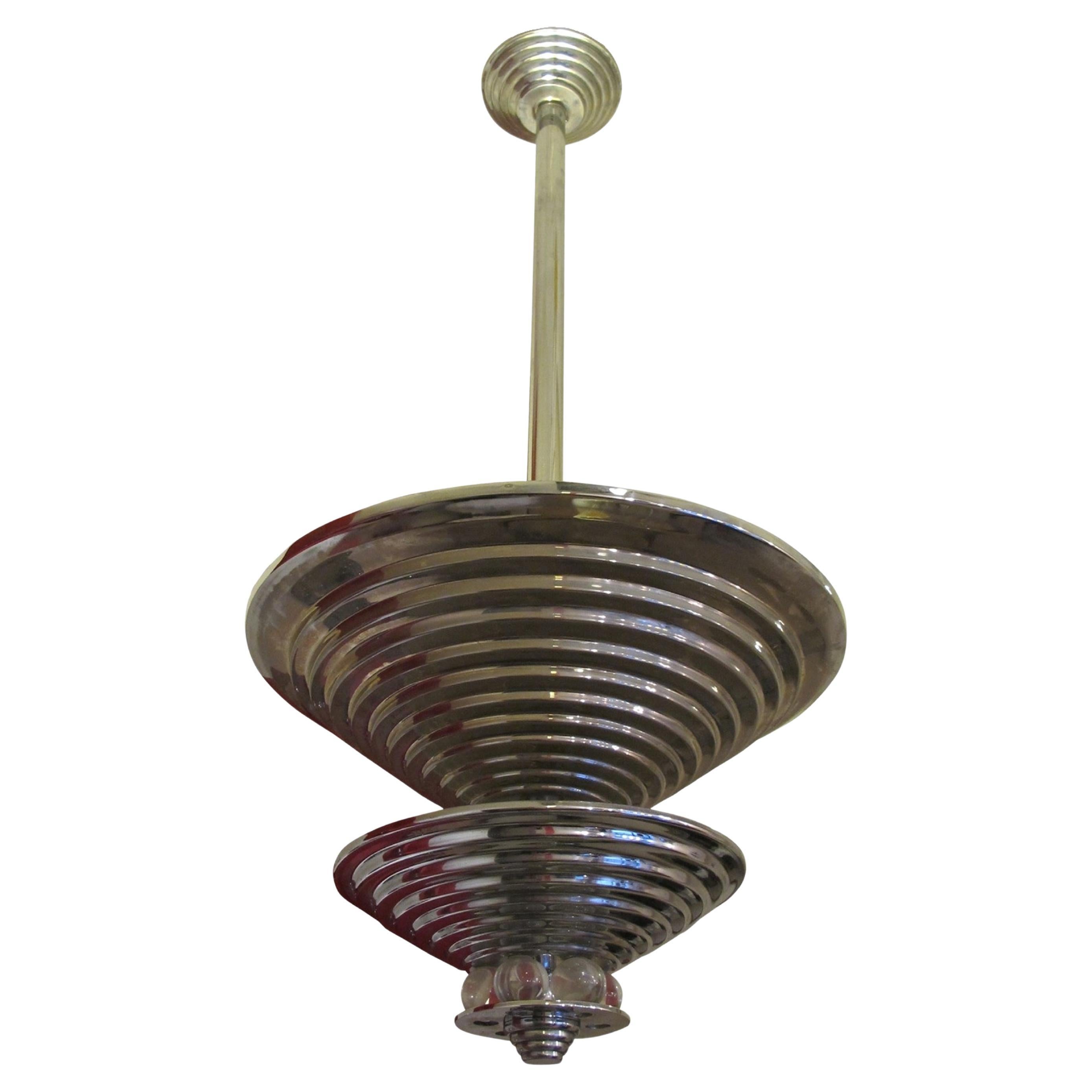 Art Deco Hanging lamp in Chrome, 1920, France