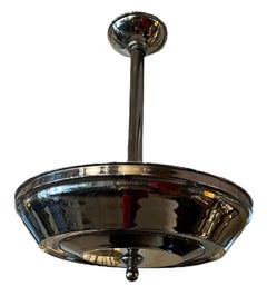 Art Deco Hängelampe in Chrom 1930, deutsch