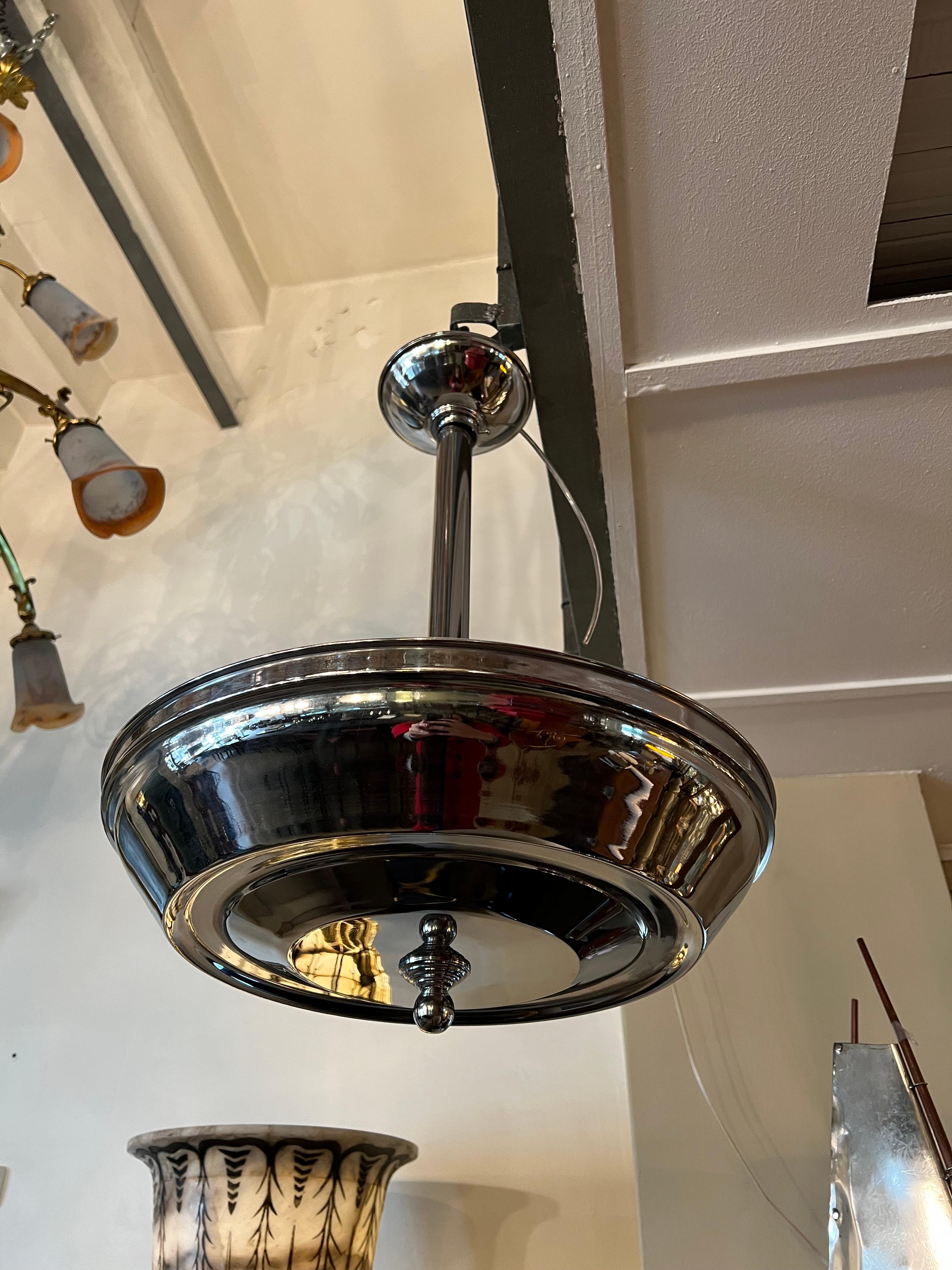 Tedesco Lampada a sospensione Art Deco in cromo 1930, tedesco in vendita