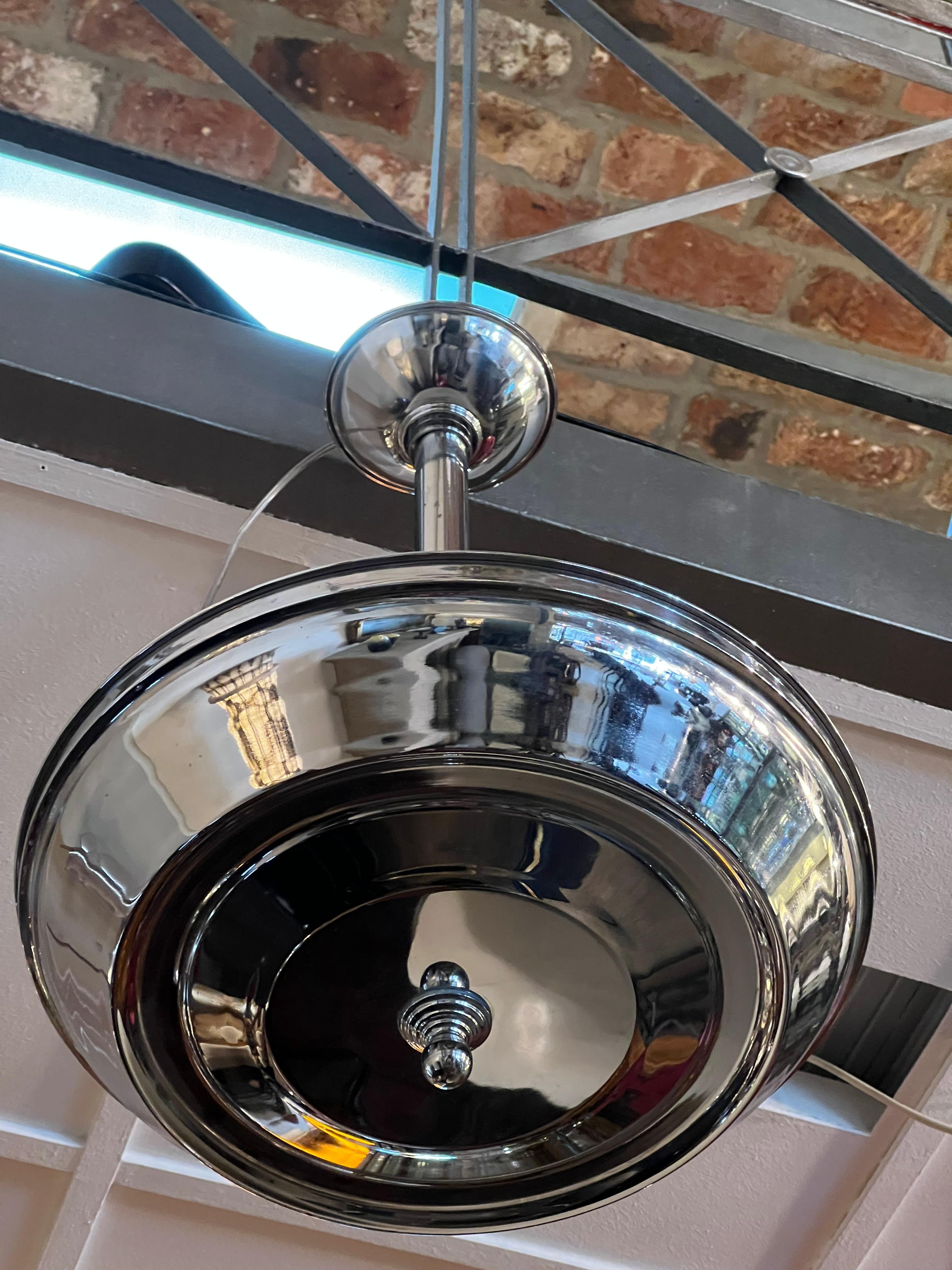 Metà XX secolo Lampada a sospensione Art Deco in cromo 1930, tedesco in vendita