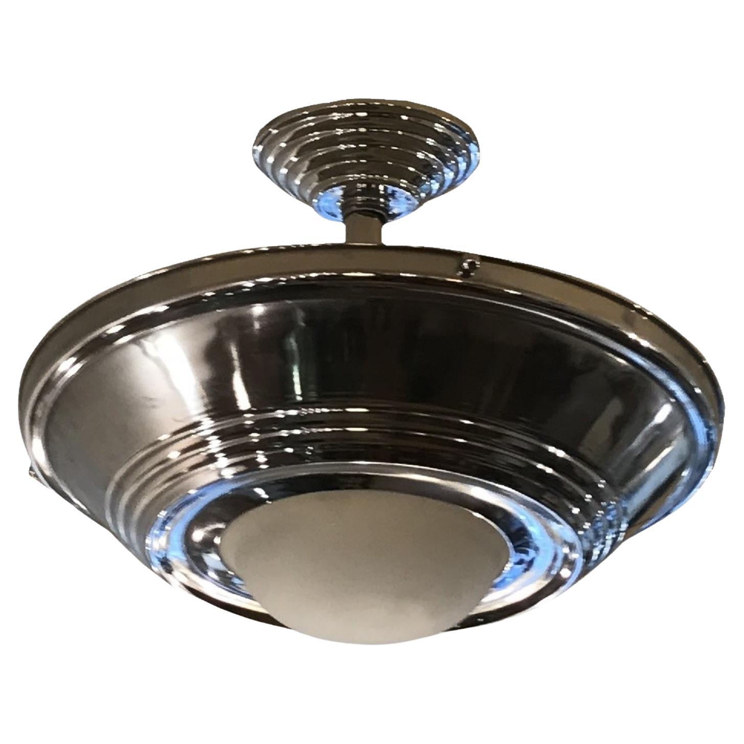 Hanging lamp

Material: chrome and glass
Style: Art Deco
Country:German
To take care of your property and the lives of our customers, the new wiring has been done.
We have specialized in the sale of Art Deco and Art Nouveau and Vintage styles since