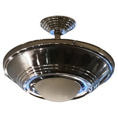 Art Deco Hanging Lamp in Chrome and Glass 1930, German