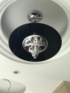 Art Deco Hanging Lamp in Chrome and Opaline Glass 1930, German