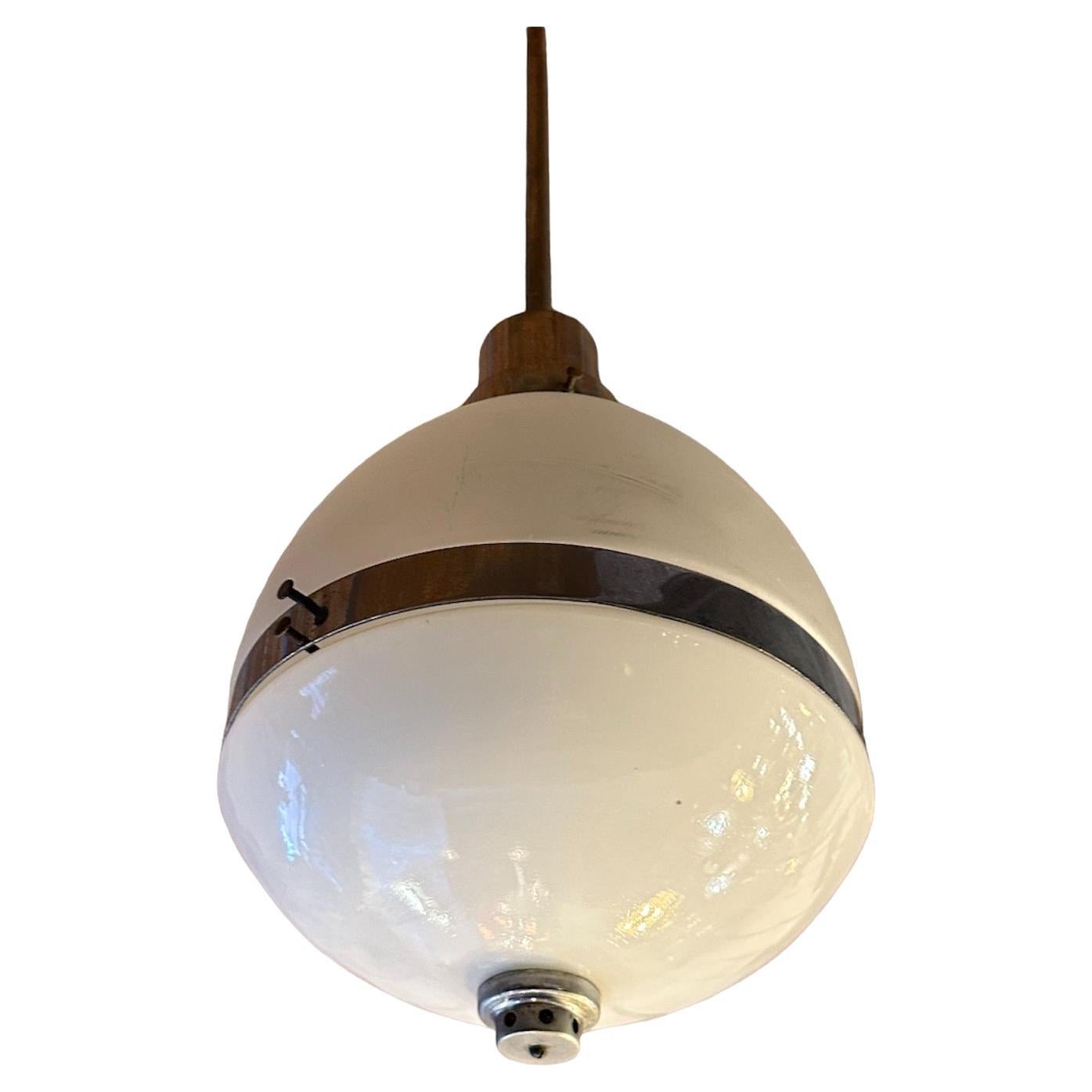 Art Deco Hanging Lamp in opaline, glass and Chrome, 1930, German For Sale