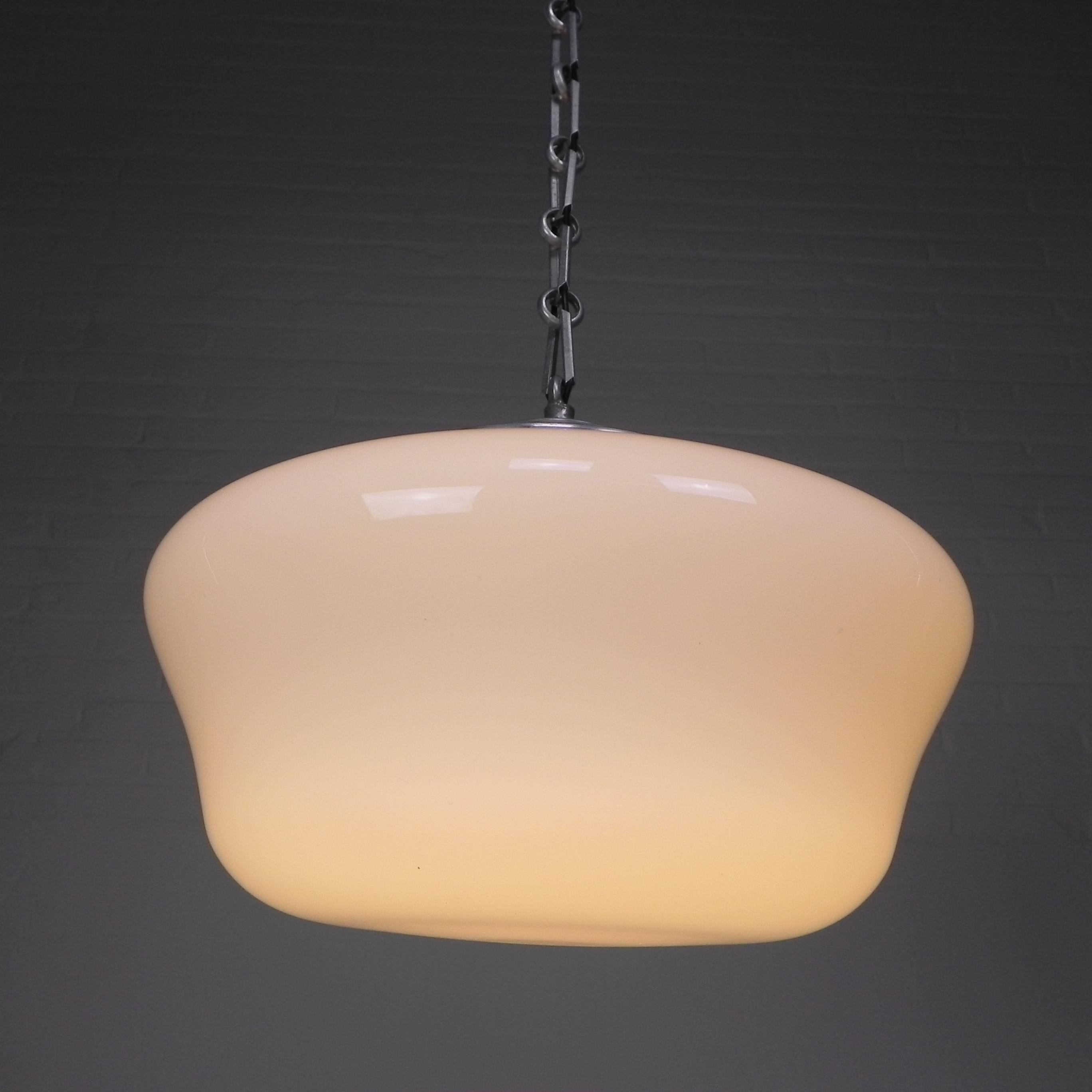 Art Deco hanging lamp on aluminum chain, 1930s For Sale 6