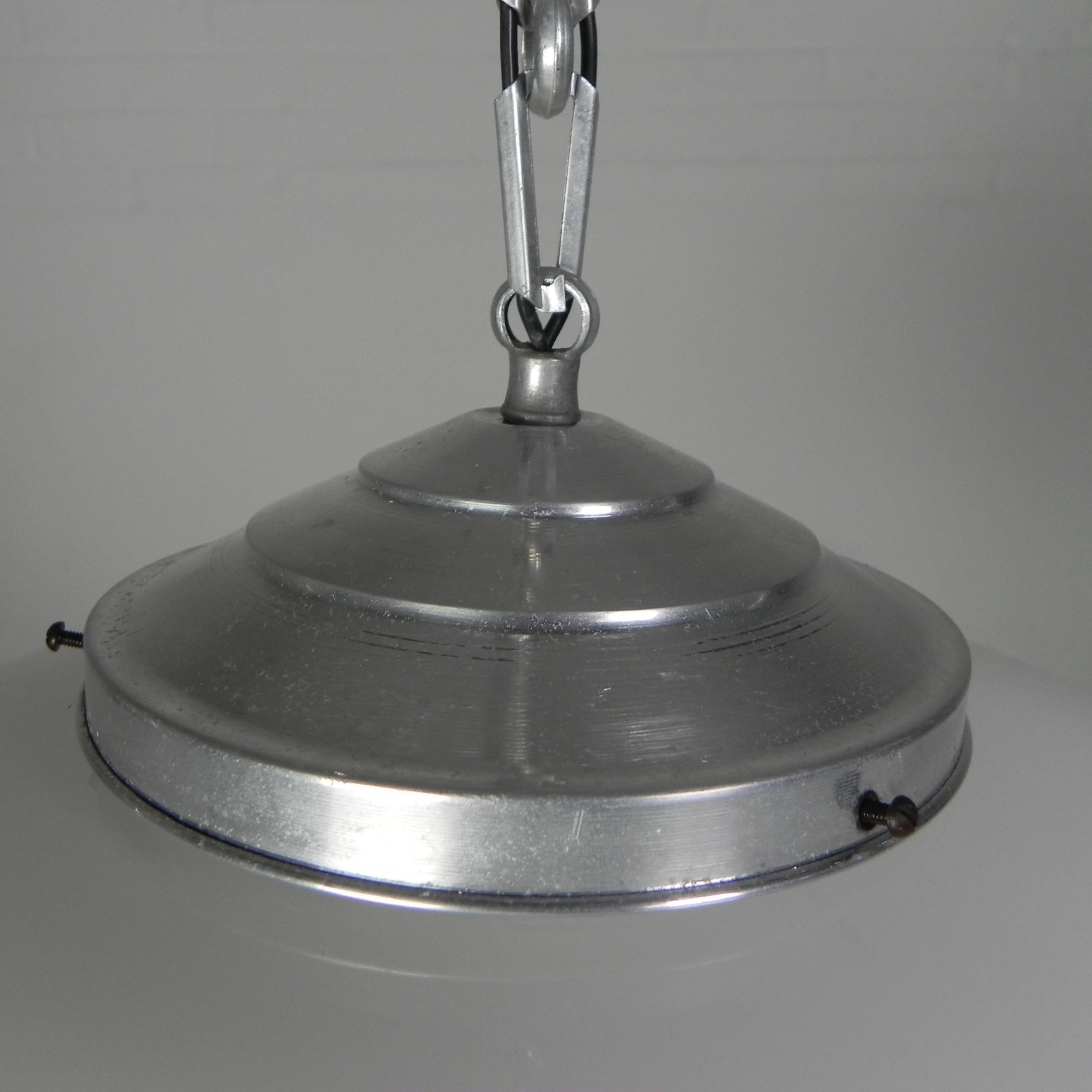 Mid-20th Century Art Deco hanging lamp on aluminum chain, 1930s For Sale