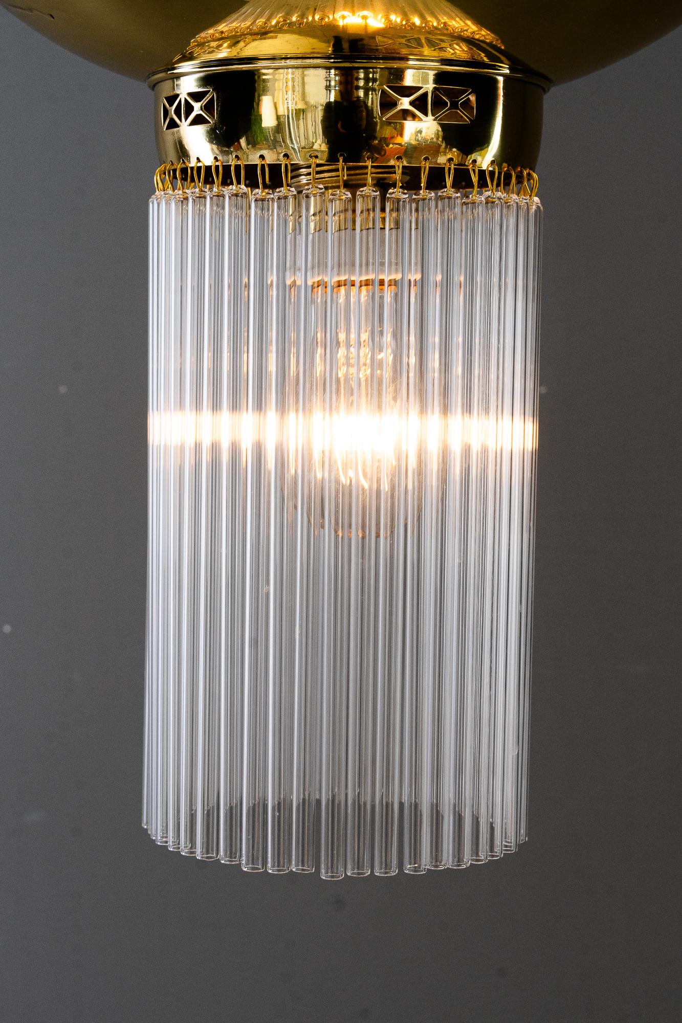 Lampada a sospensione Art Deco con bacchette in vetro di Vienna, anni '20 circa in vendita 5