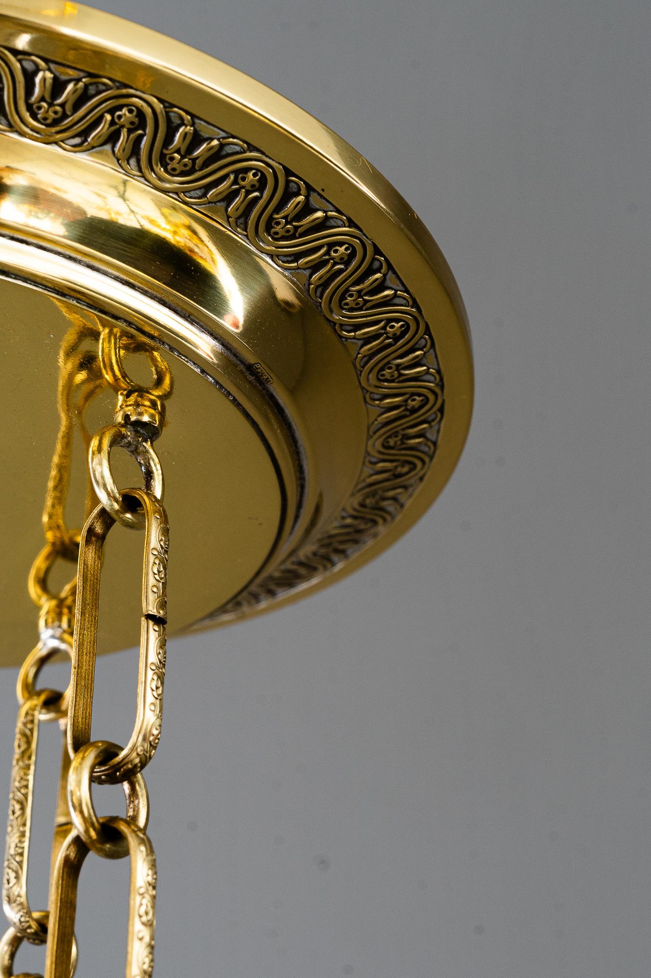 Lampada a sospensione Art Deco con bacchette in vetro di Vienna, anni '20 circa In condizioni buone in vendita a Wien, AT