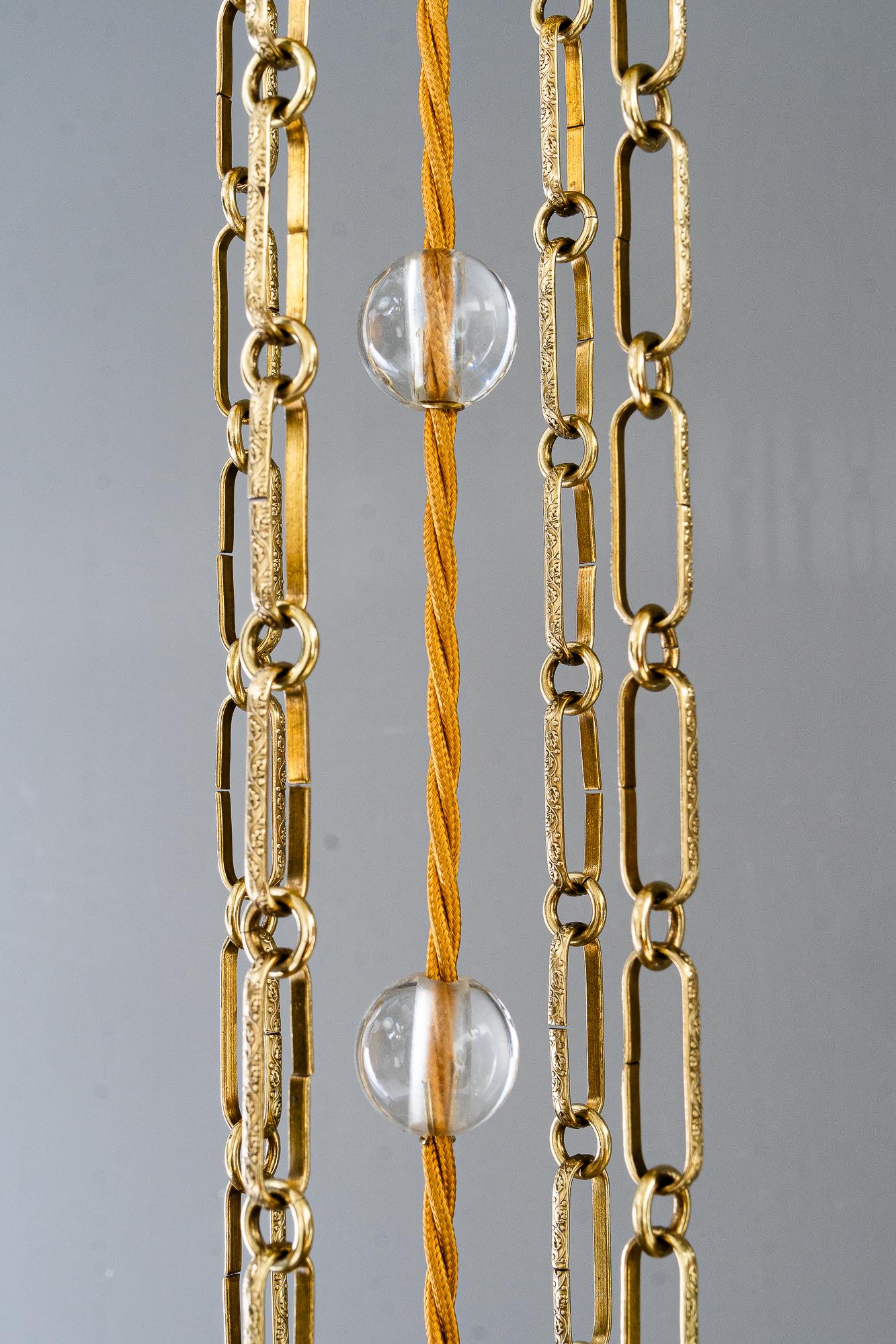 Inizio XX secolo Lampada a sospensione Art Deco con bacchette in vetro di Vienna, anni '20 circa in vendita