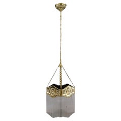 Art Deco hanging lamp with glass sticks vienna around 1920s