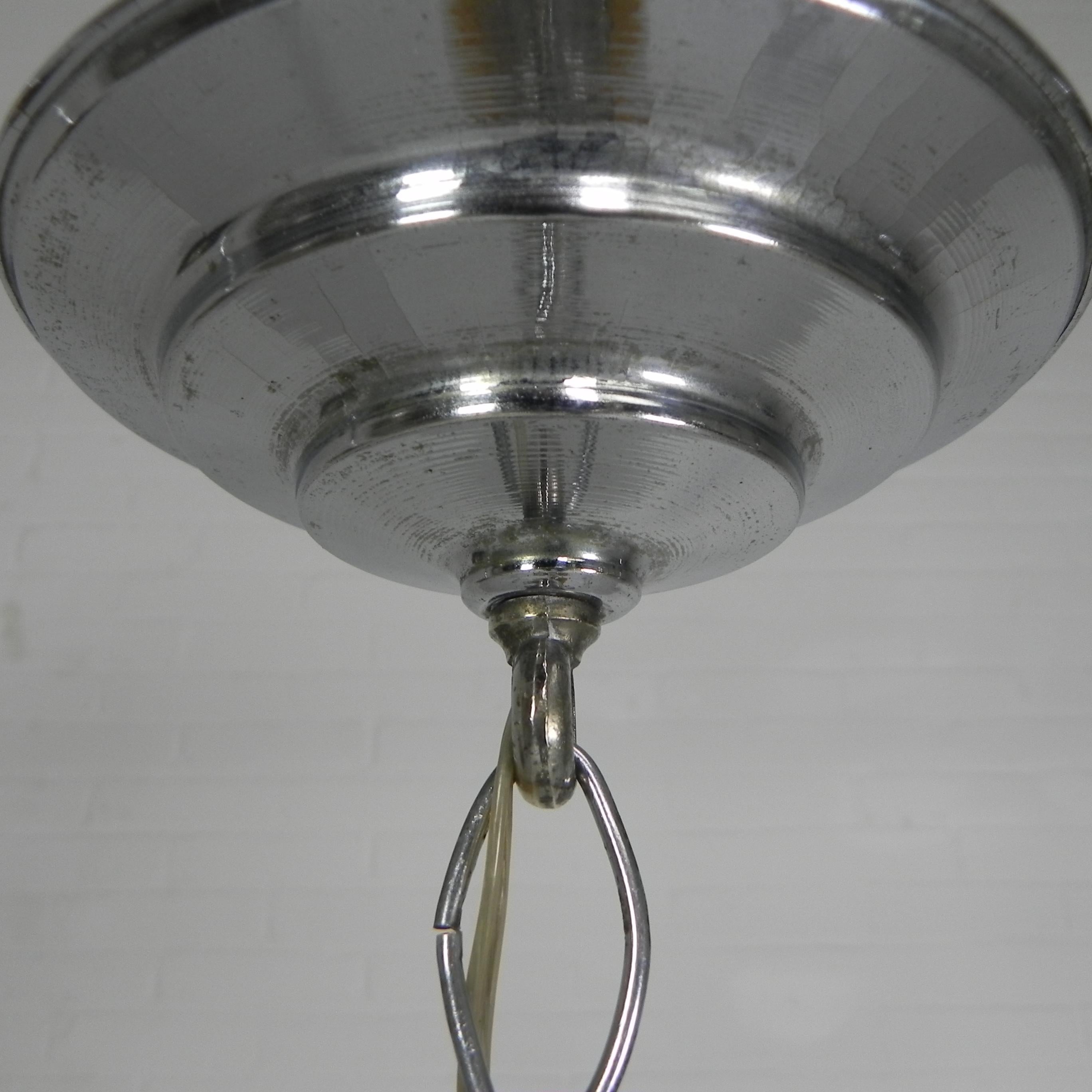 Art Deco hanging lamp with marbled glass shade For Sale 5