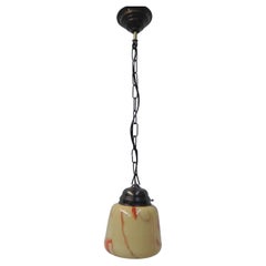 Art Deco hanging lamp with marbled glass shade