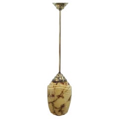 Vintage Art Deco hanging lamp with marbled glass shade