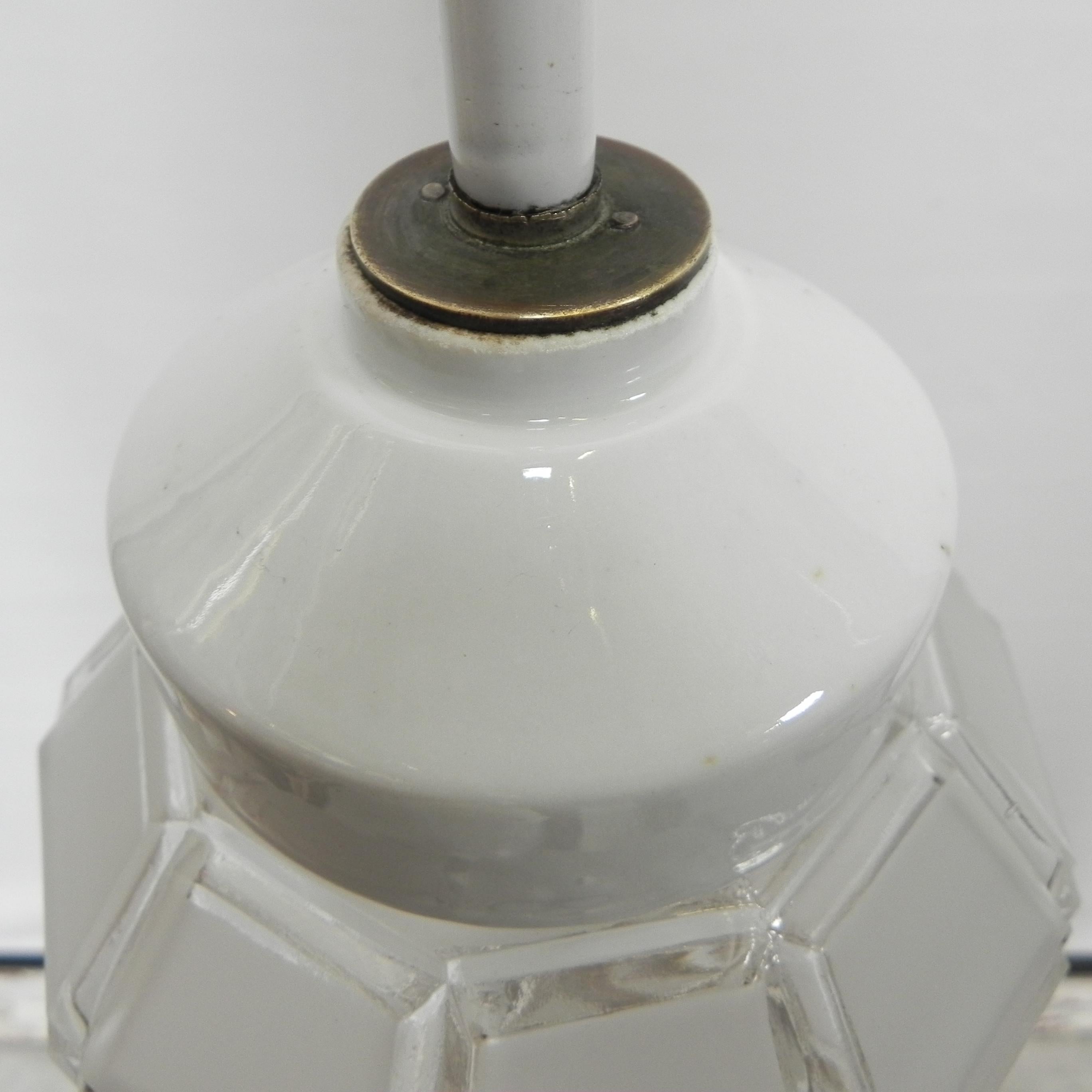 Art Deco hanging lamp with octagonal frosted glass shade For Sale 3