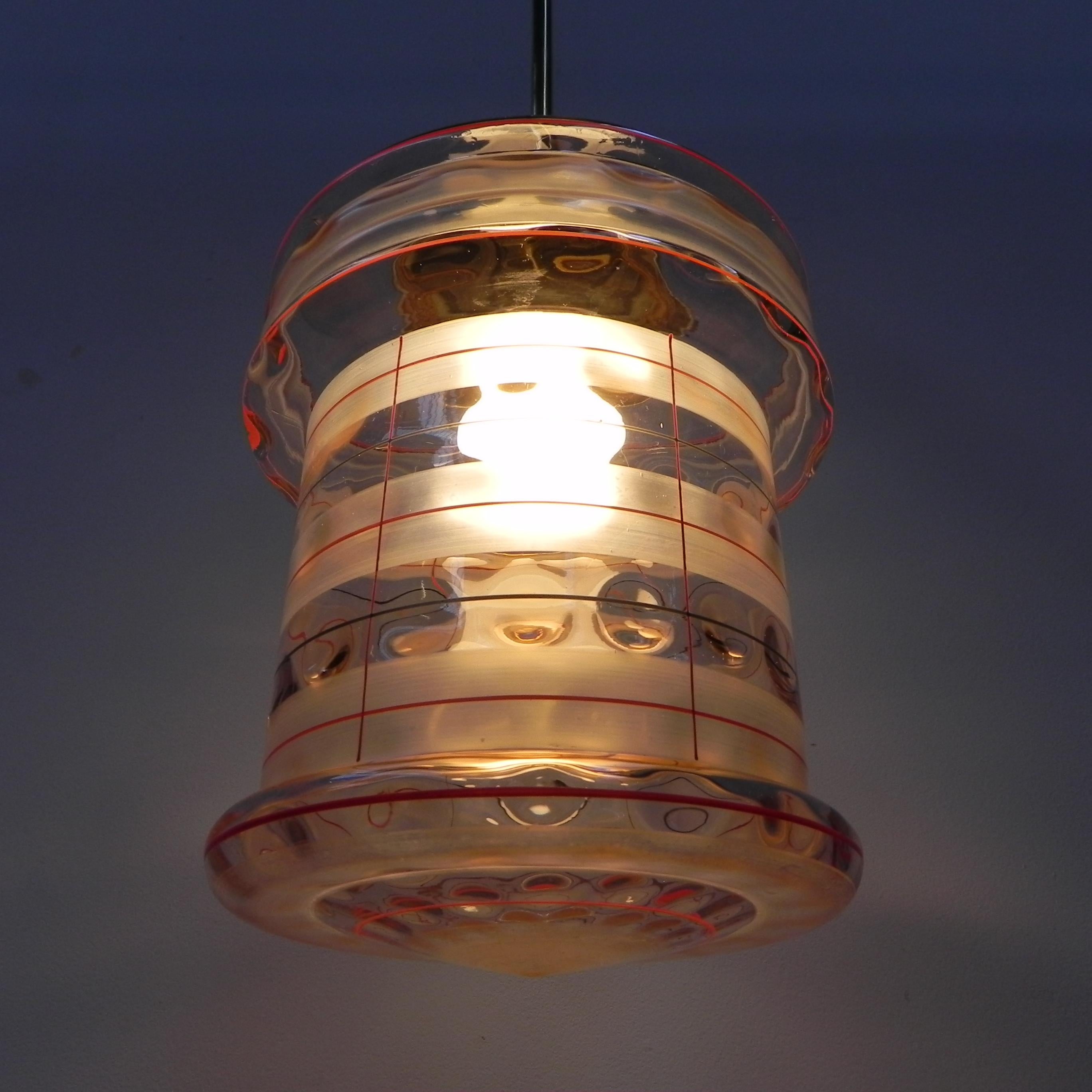 Art Deco hanging lamp with pink glass shade For Sale 10