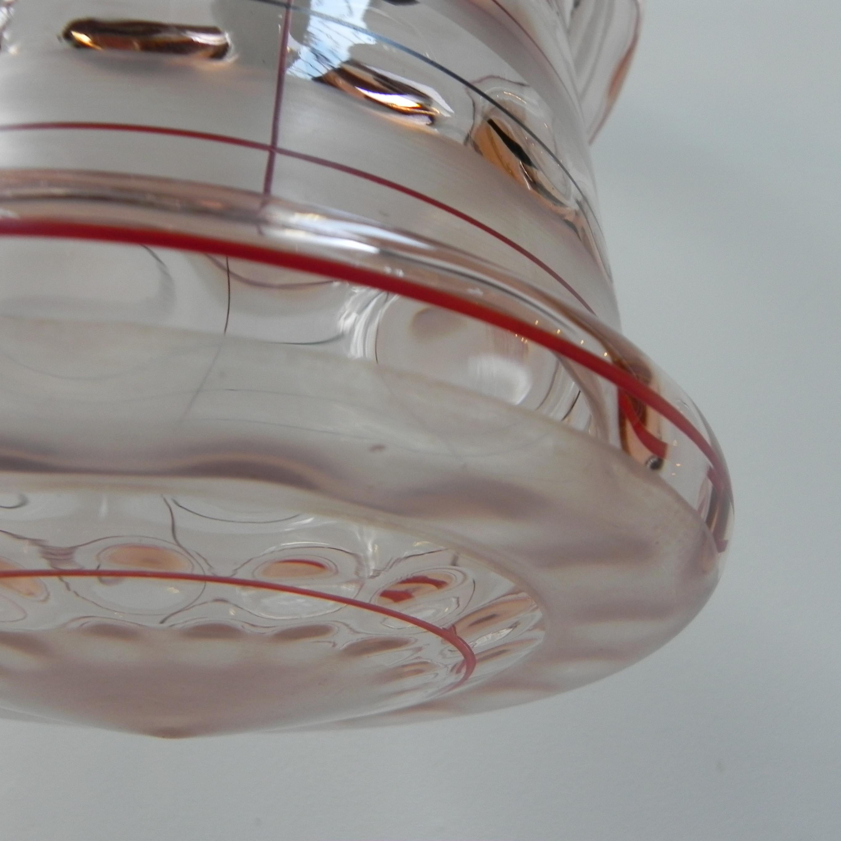 Lampe suspendue Art déco avec abat-jour en verre rose en vente 3
