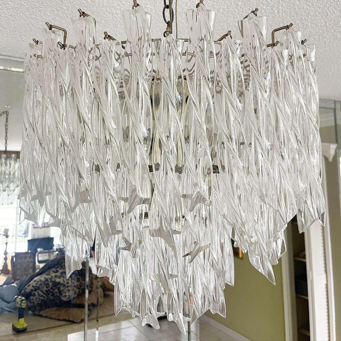 Art Deco Hanging Lucite Chandelier In Good Condition For Sale In Delray Beach, FL