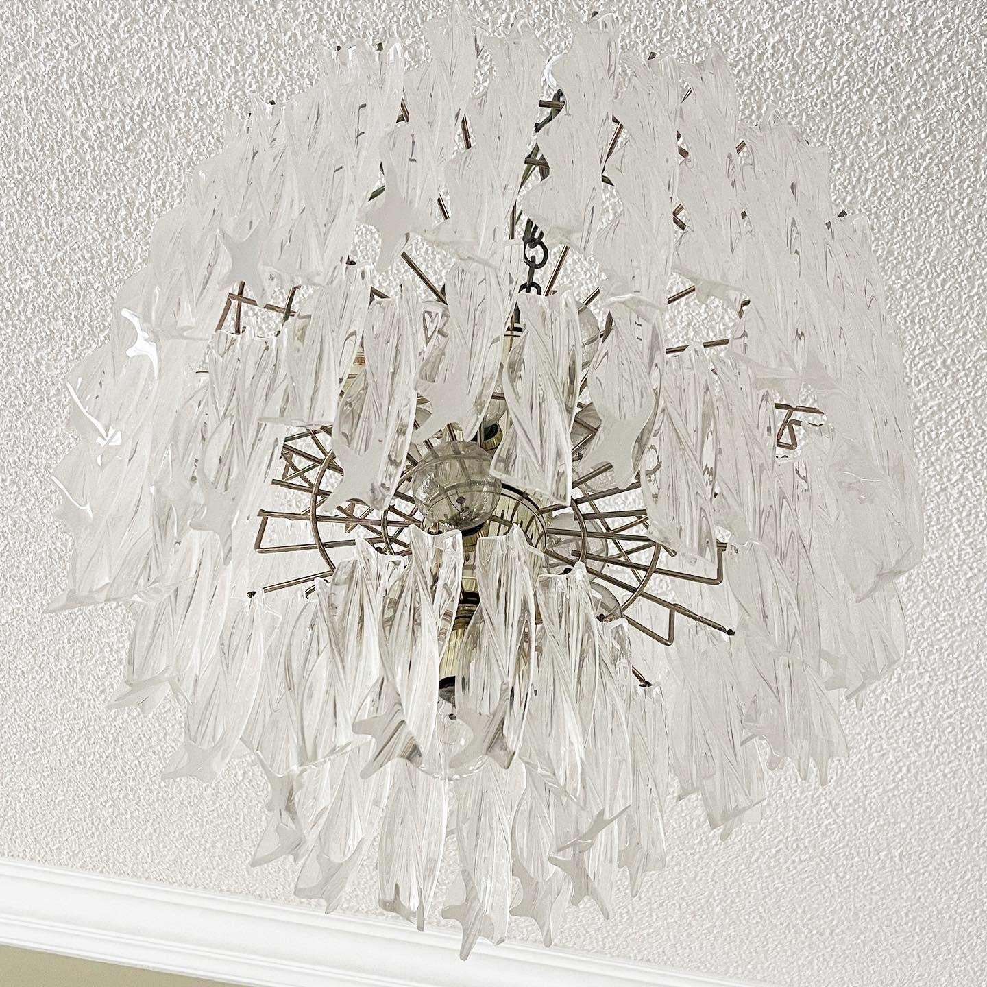Late 20th Century Art Deco Hanging Lucite Chandelier For Sale