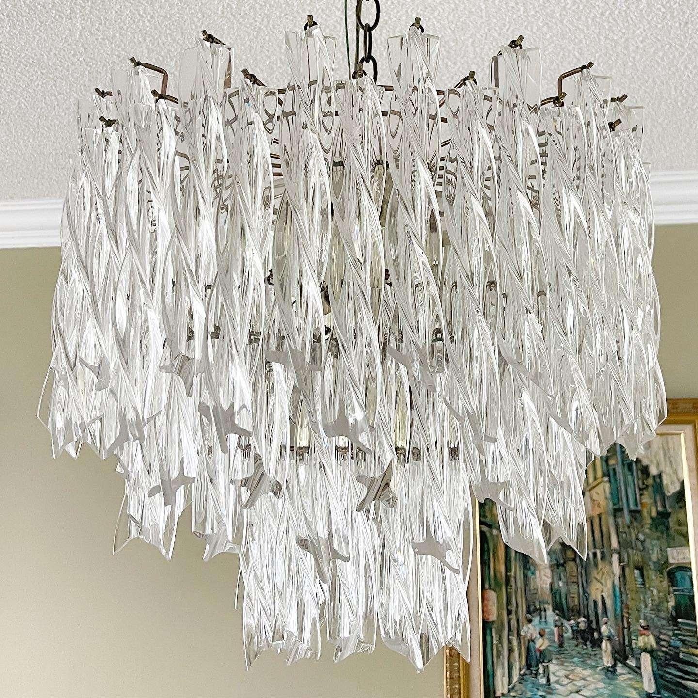 Art Deco Hanging Lucite Chandelier For Sale 4