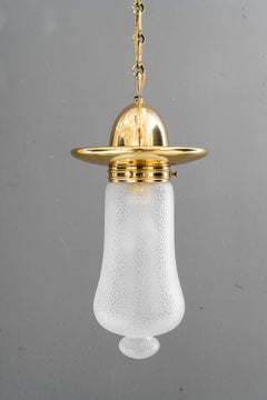 Art Deco hanging pendant with original glass shade vienna around 1920s