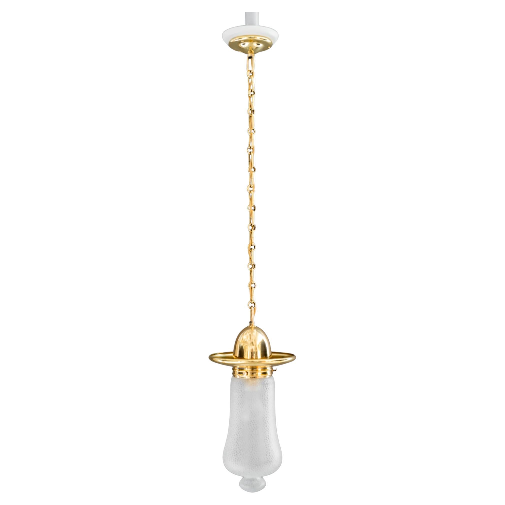 Art Deco hanging pendant with original glass shade vienna around 1920s